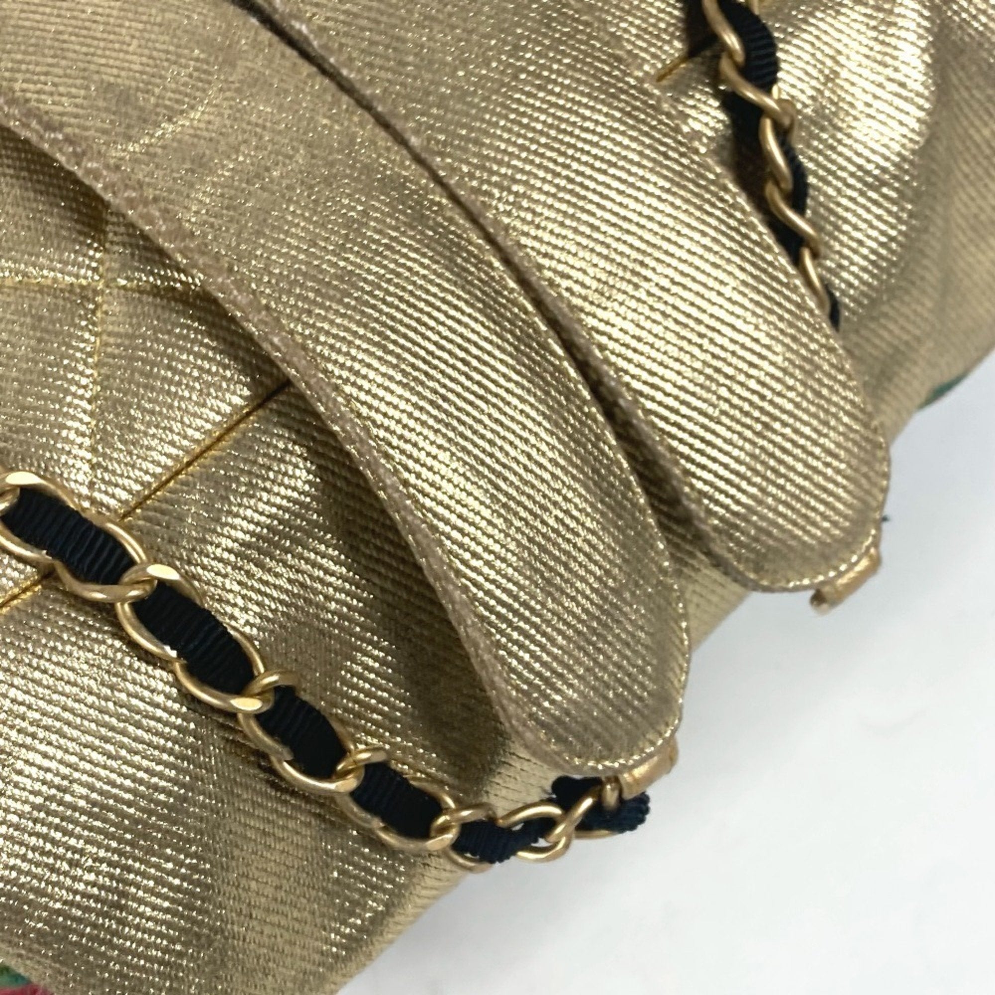 Chanel Gold Leather Canvas Backpack