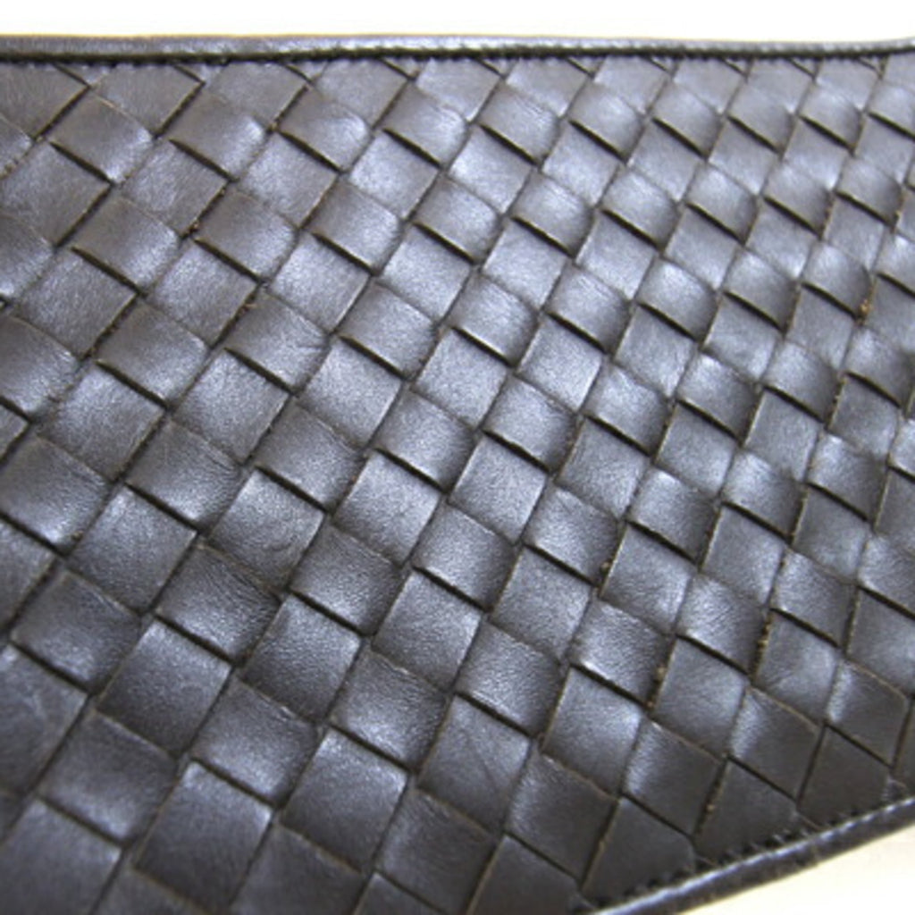 Bottega Veneta Dark Brown Intrecciato Leather Clutch Bag Pouch