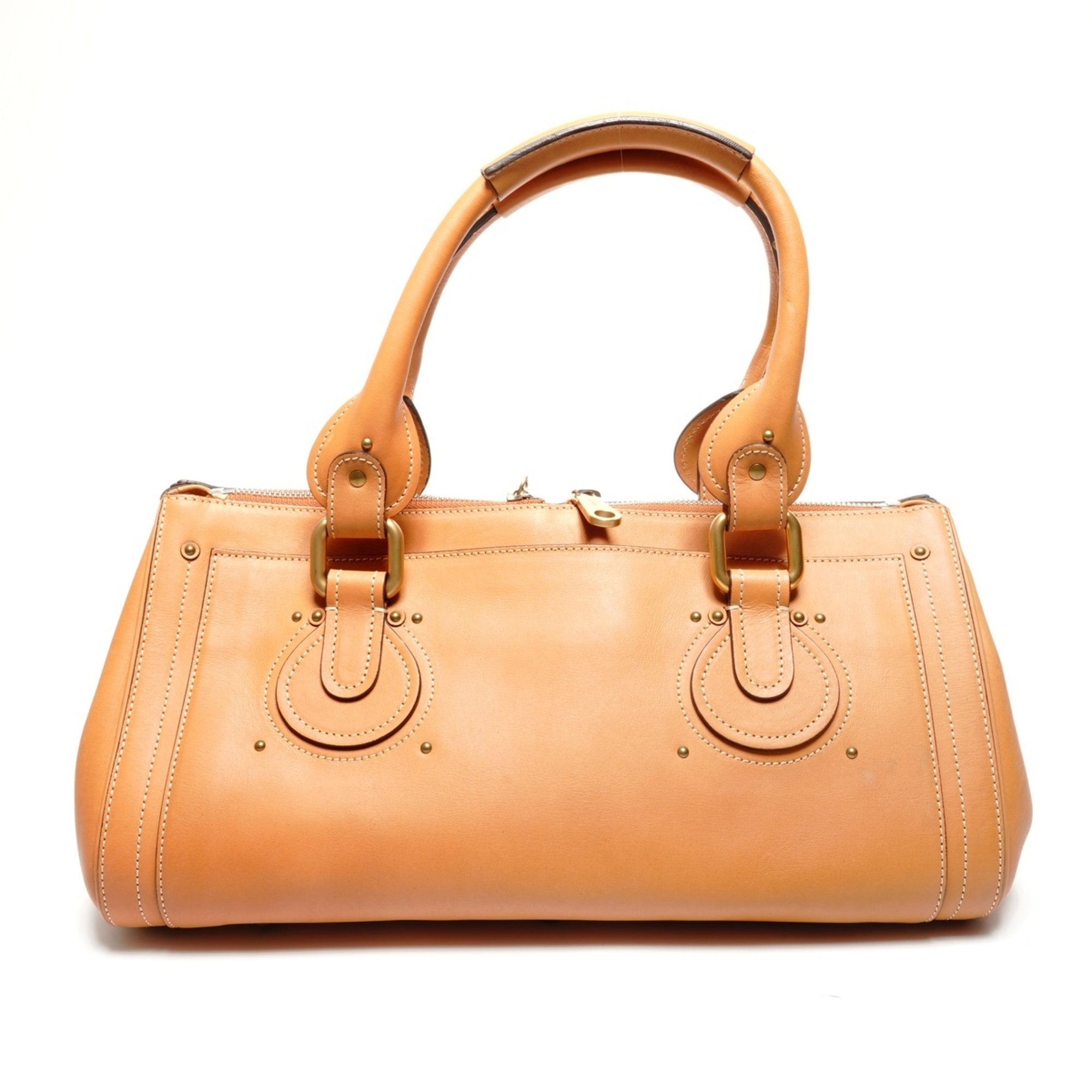 Chloé Paddington Brown Leather Boston Bag Handbag (Pre-Owned)