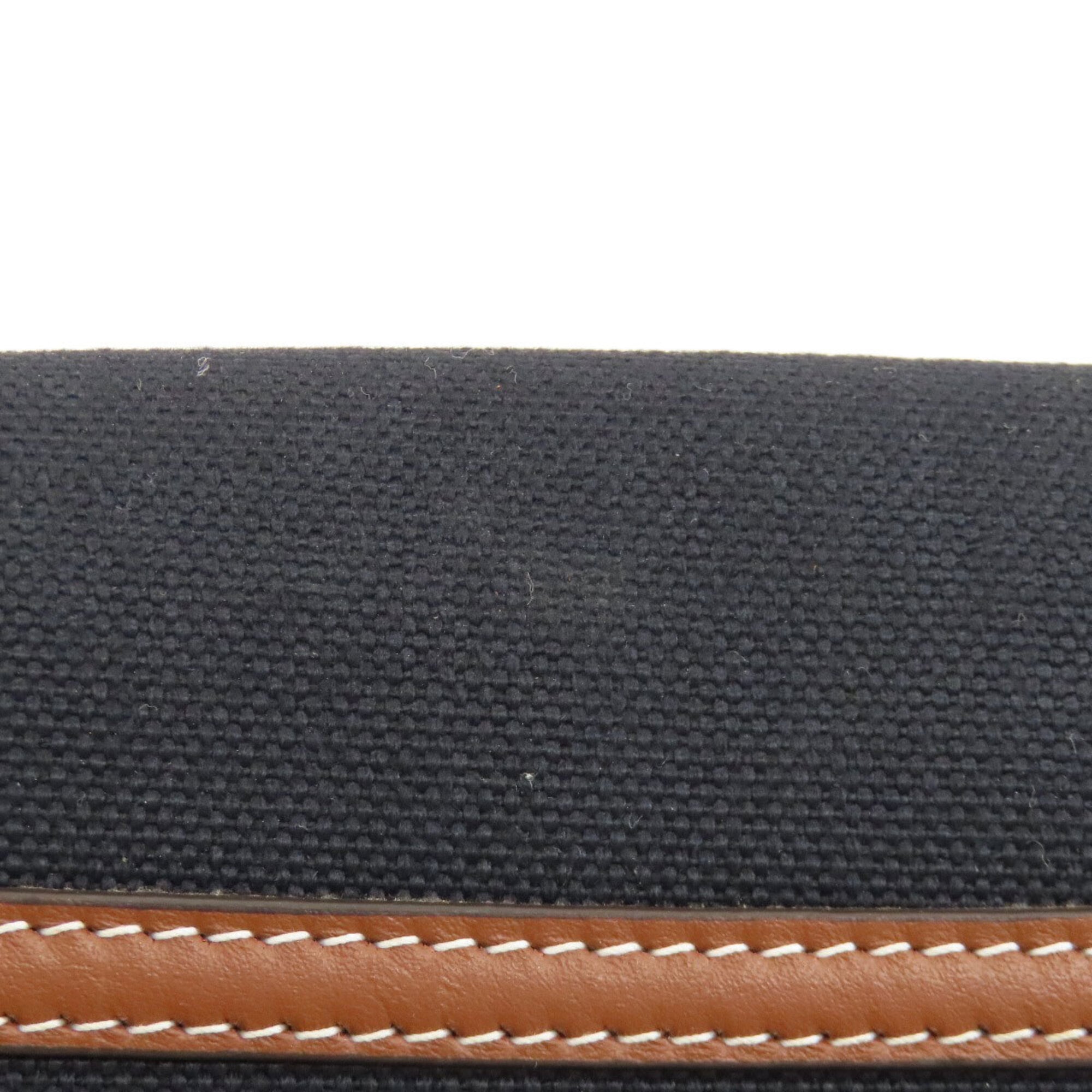 Burberry Black Brown Canvas Leather Shoulder Bag