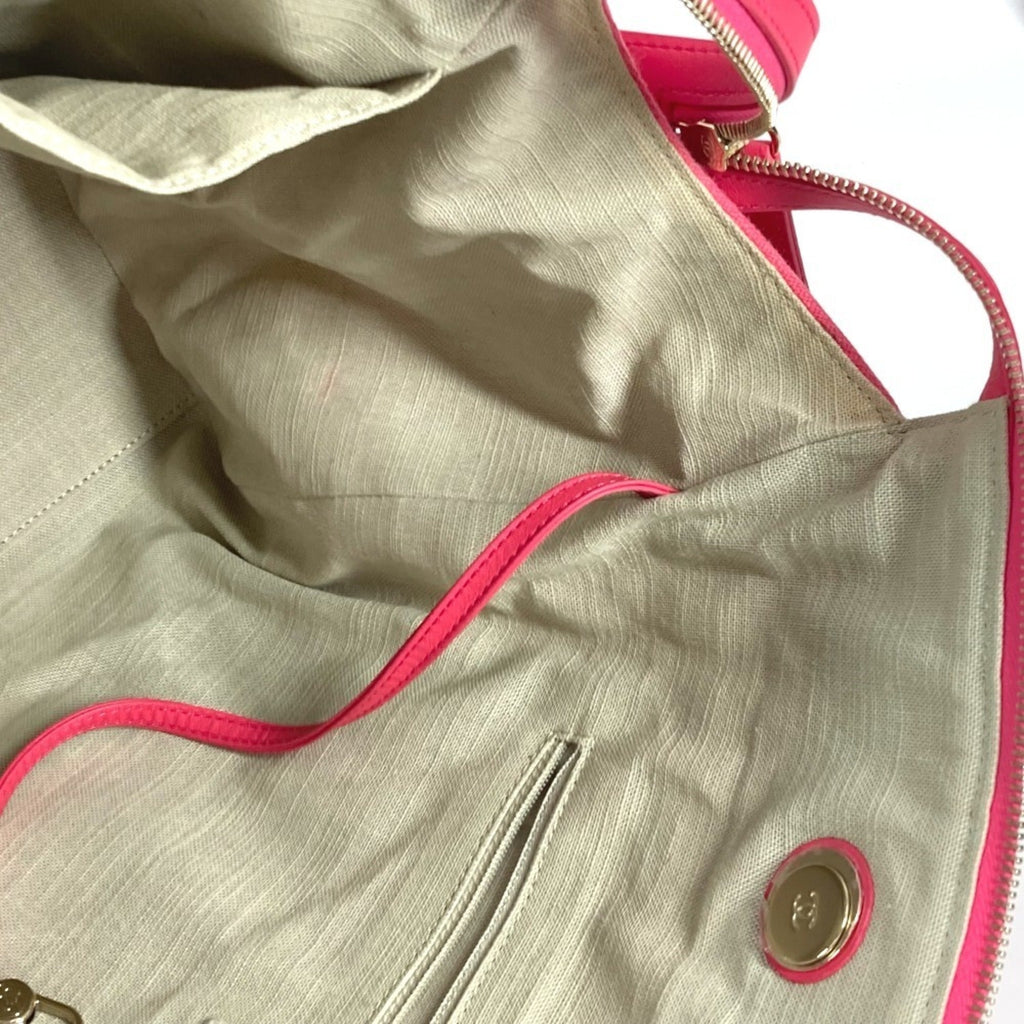 Chanel Pink Canvas Boston Bag Handbag Shoulder Bag