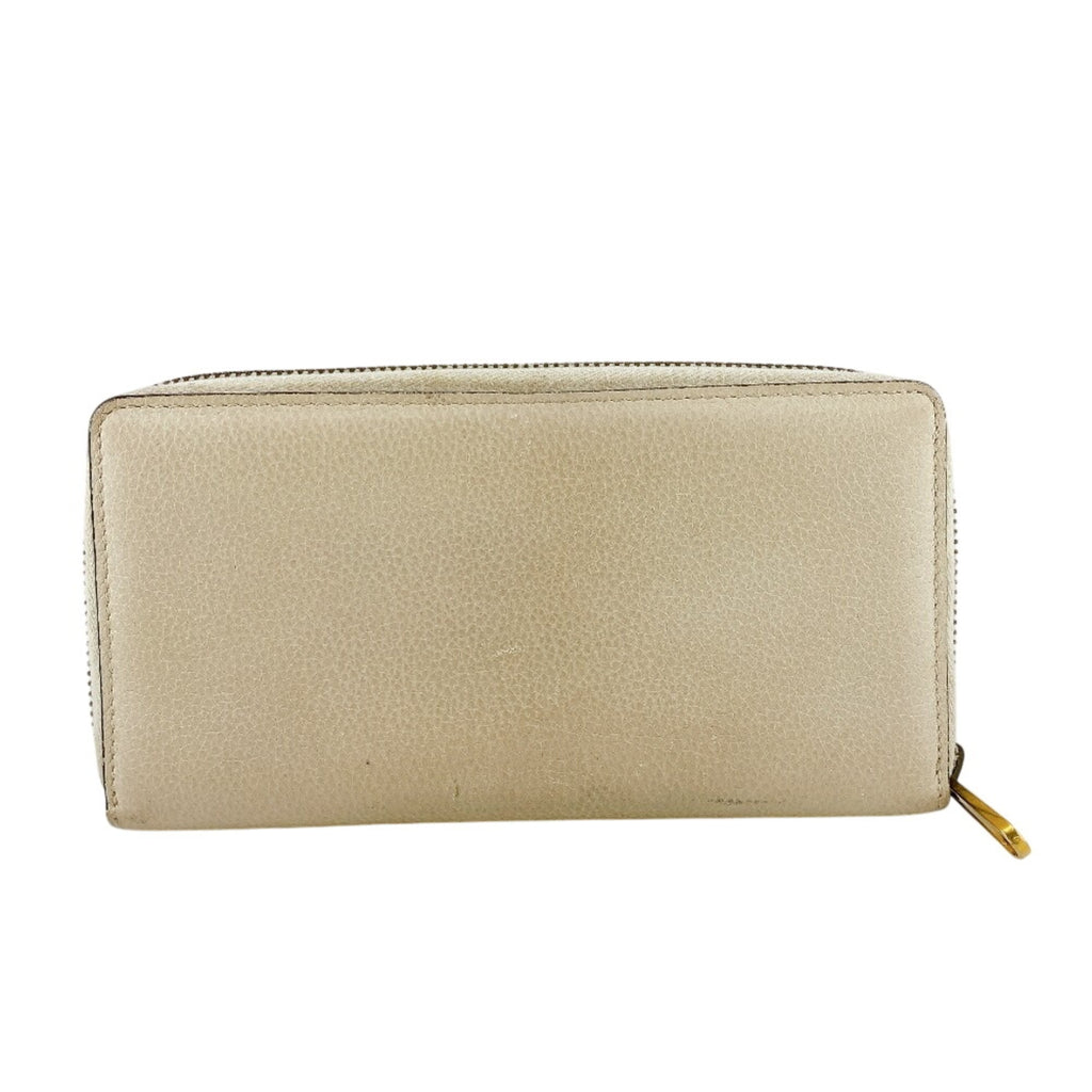 Gucci White Leather Long Wallet (Bi-Fold) (Pre-Owned)