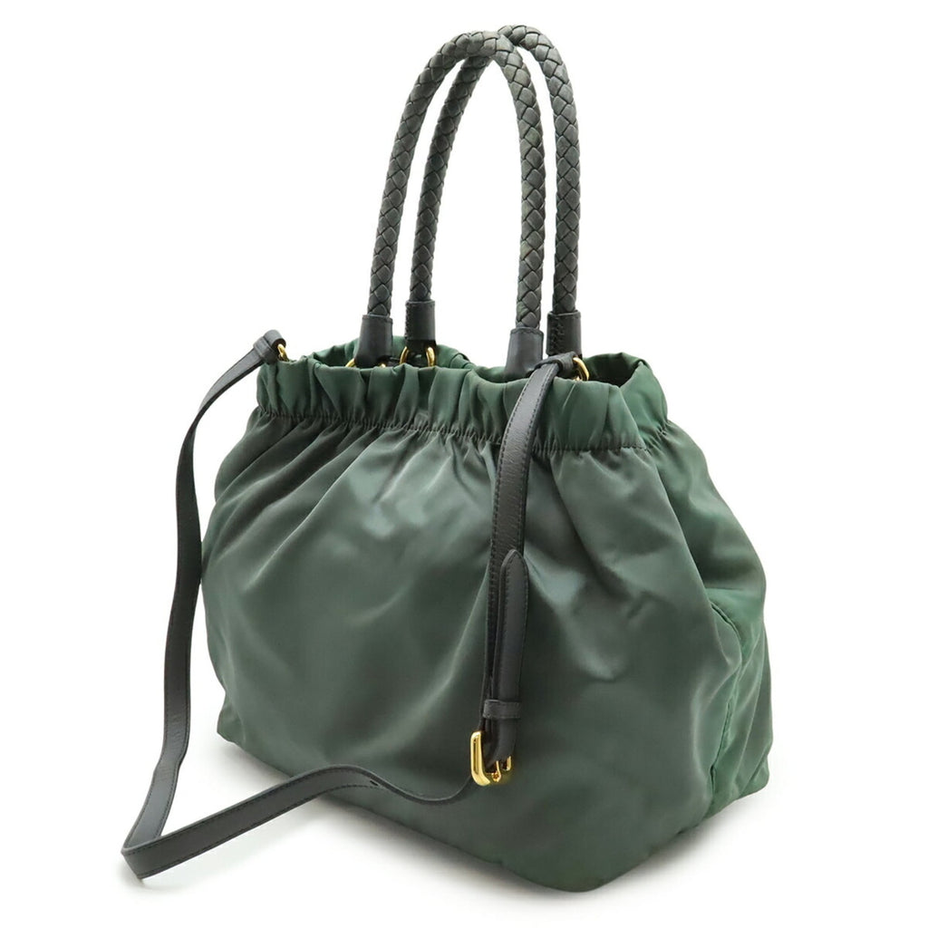 Prada Gray Nylon Leather Handbag Shoulder Bag