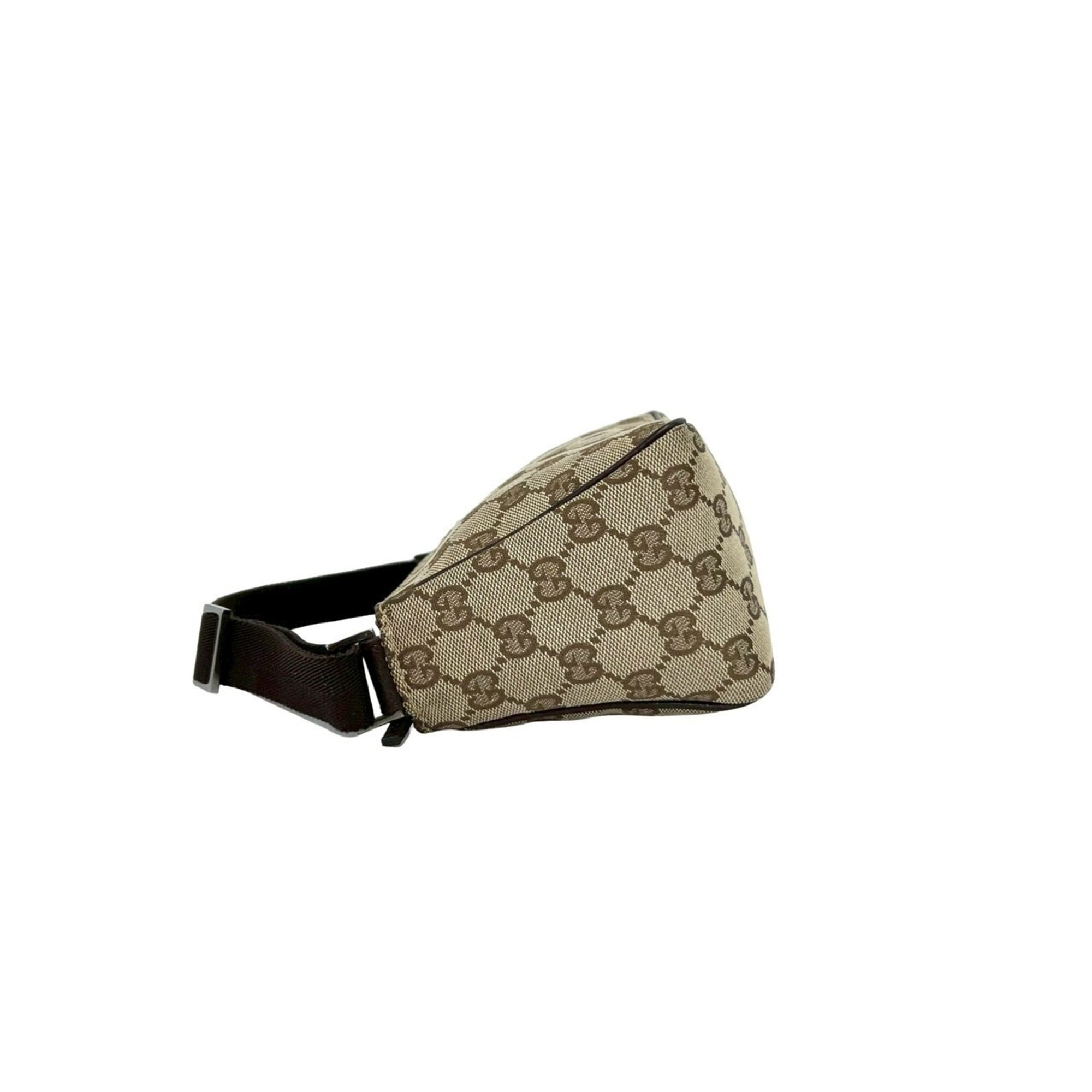 Gucci Brown Canvas Leather Handbag Pouch Shoulder Bag (Pre-Owned)