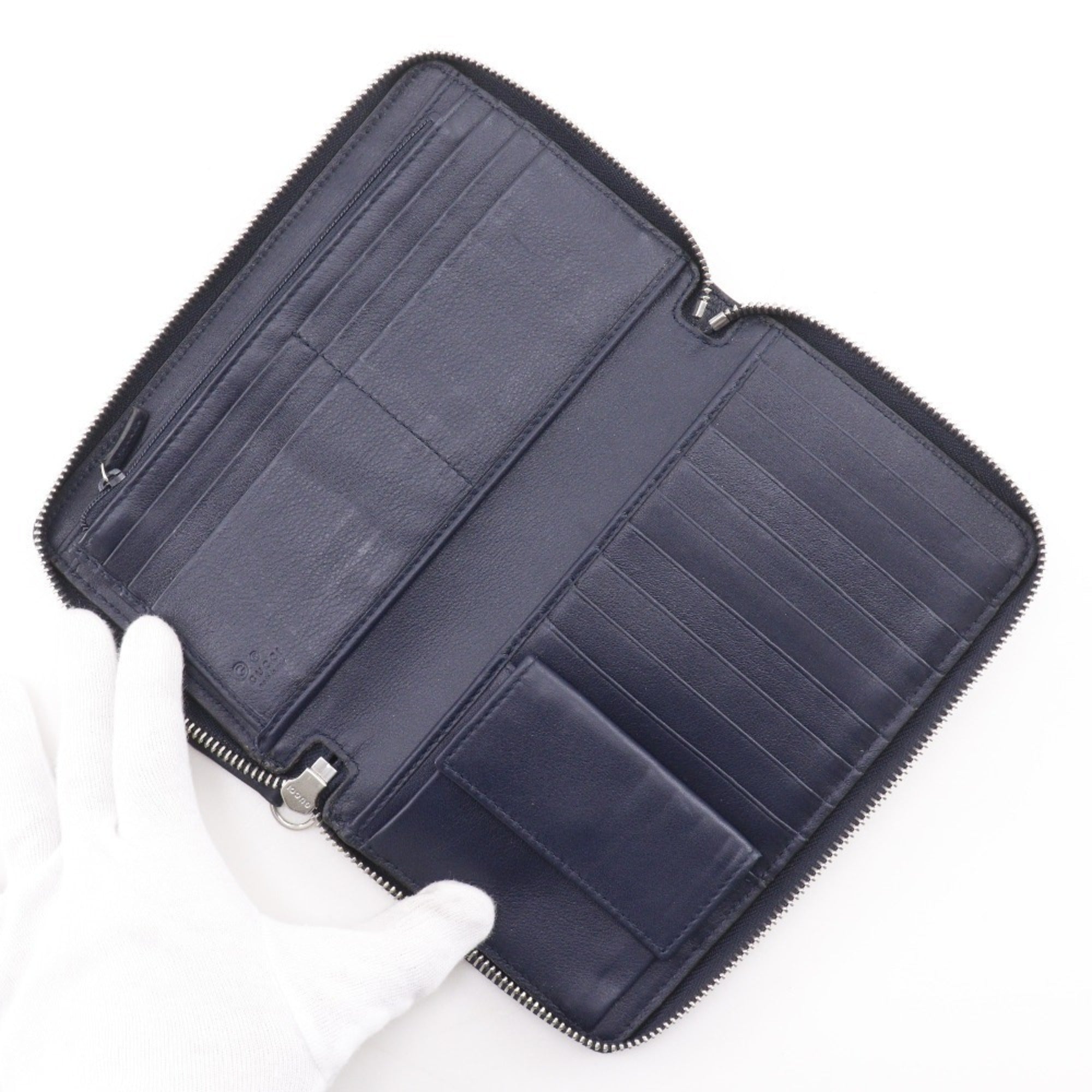 Gucci Black Leather Long Wallet (Bi-Fold) (Pre-Owned)