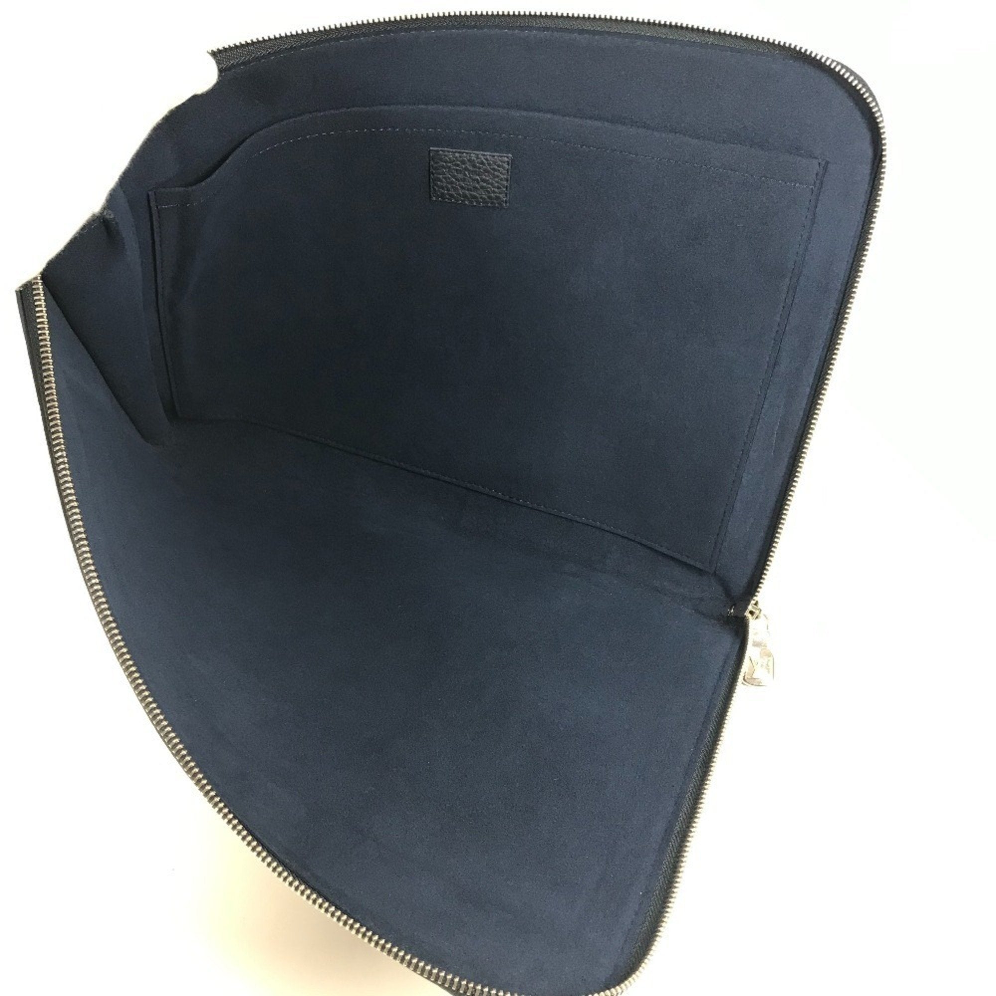 Louis Vuitton Black Navy Leather Clutch Bag Pochette Pouch