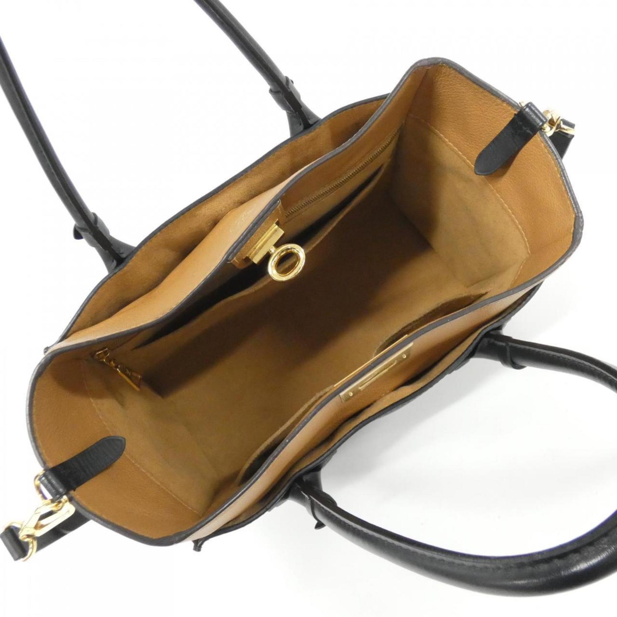 Louis Vuitton Black Leather Coated Canvas Handbag