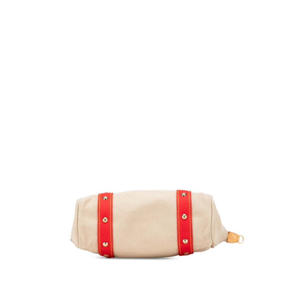 Louis Vuitton Antigua Beige Red Color Canvas Leather Shoulder Bag Tote Bag