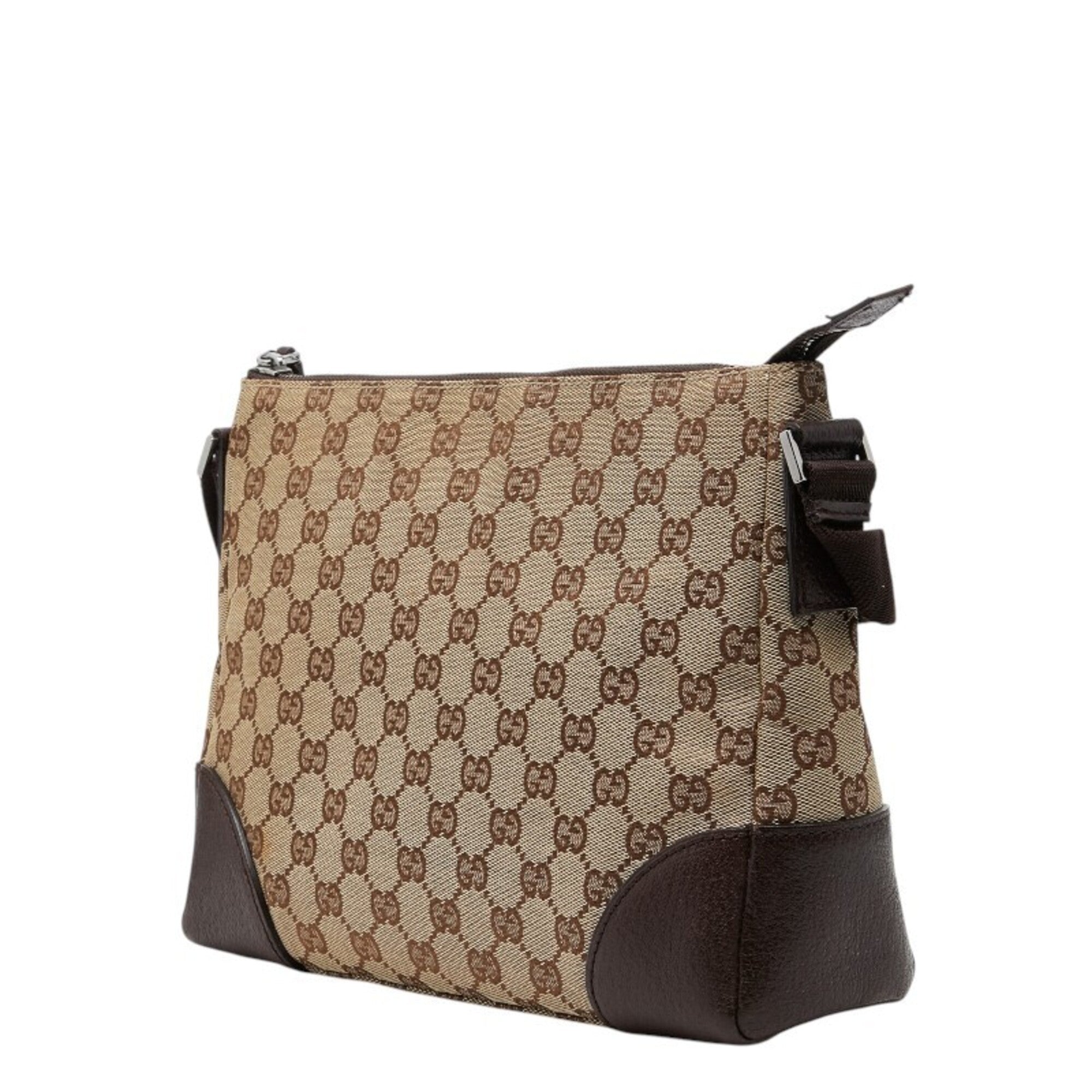 Gucci Brown Canvas Leather Shoulder Bag (Pre-Owned)