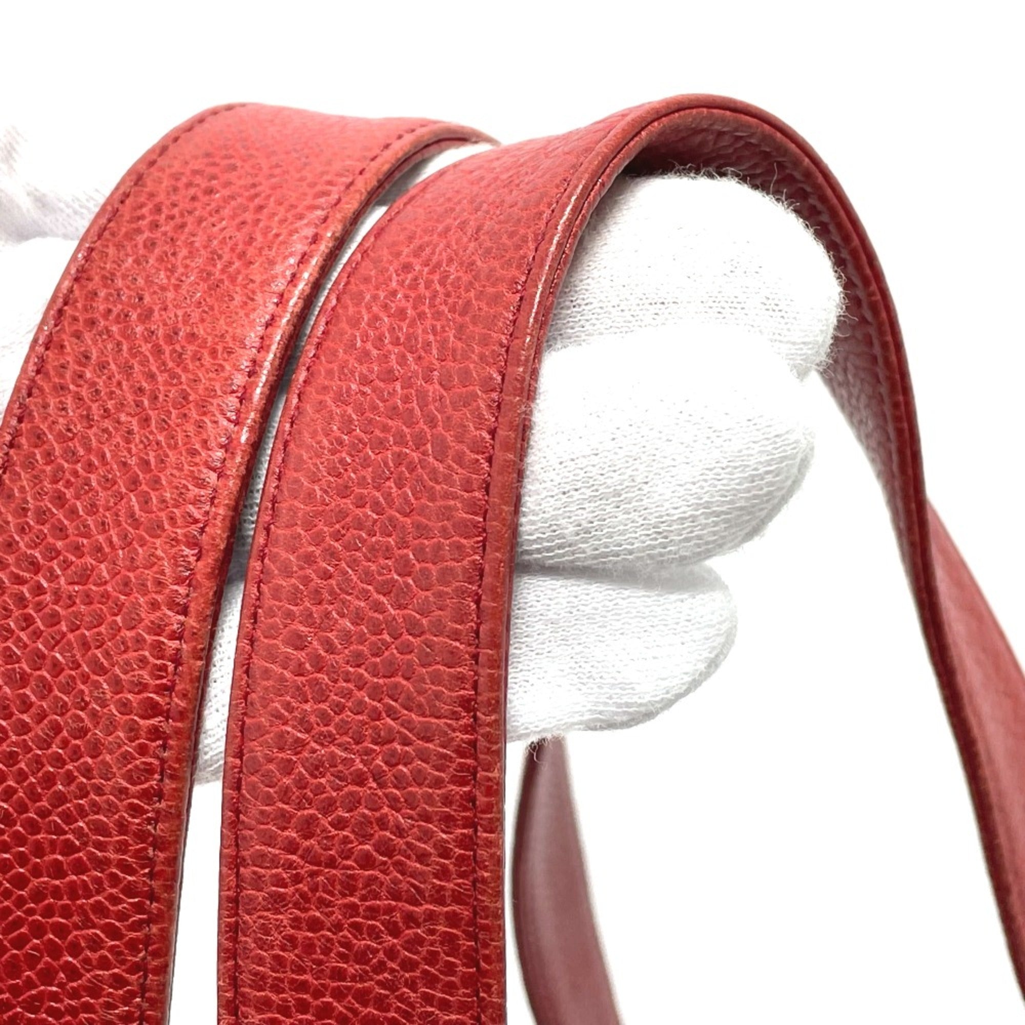 Chanel Red Leather Shoulder Bag