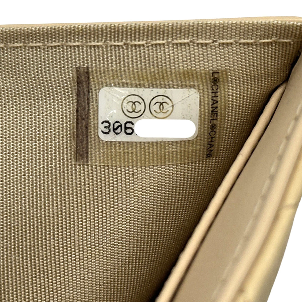 Chanel Beige Gold Leather Wallet (Bi-Fold)