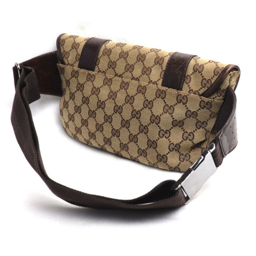 Gucci Beige Brown Gg Canvas Leather Fanny Pack (Pre-Owned)