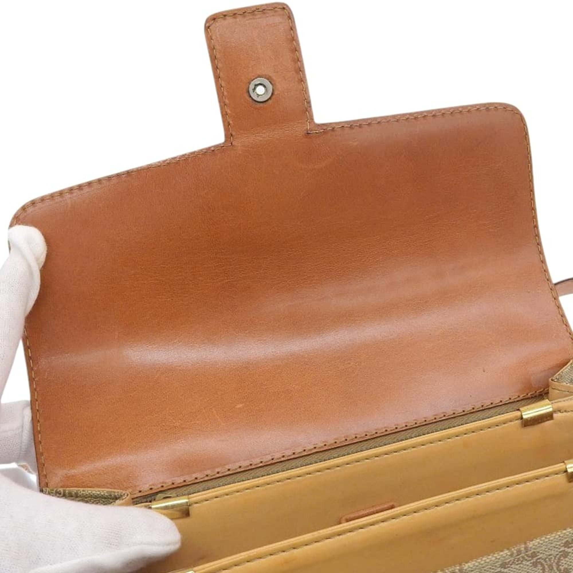 Celine Macadam Beige Coated Canvas Shoulder Bag