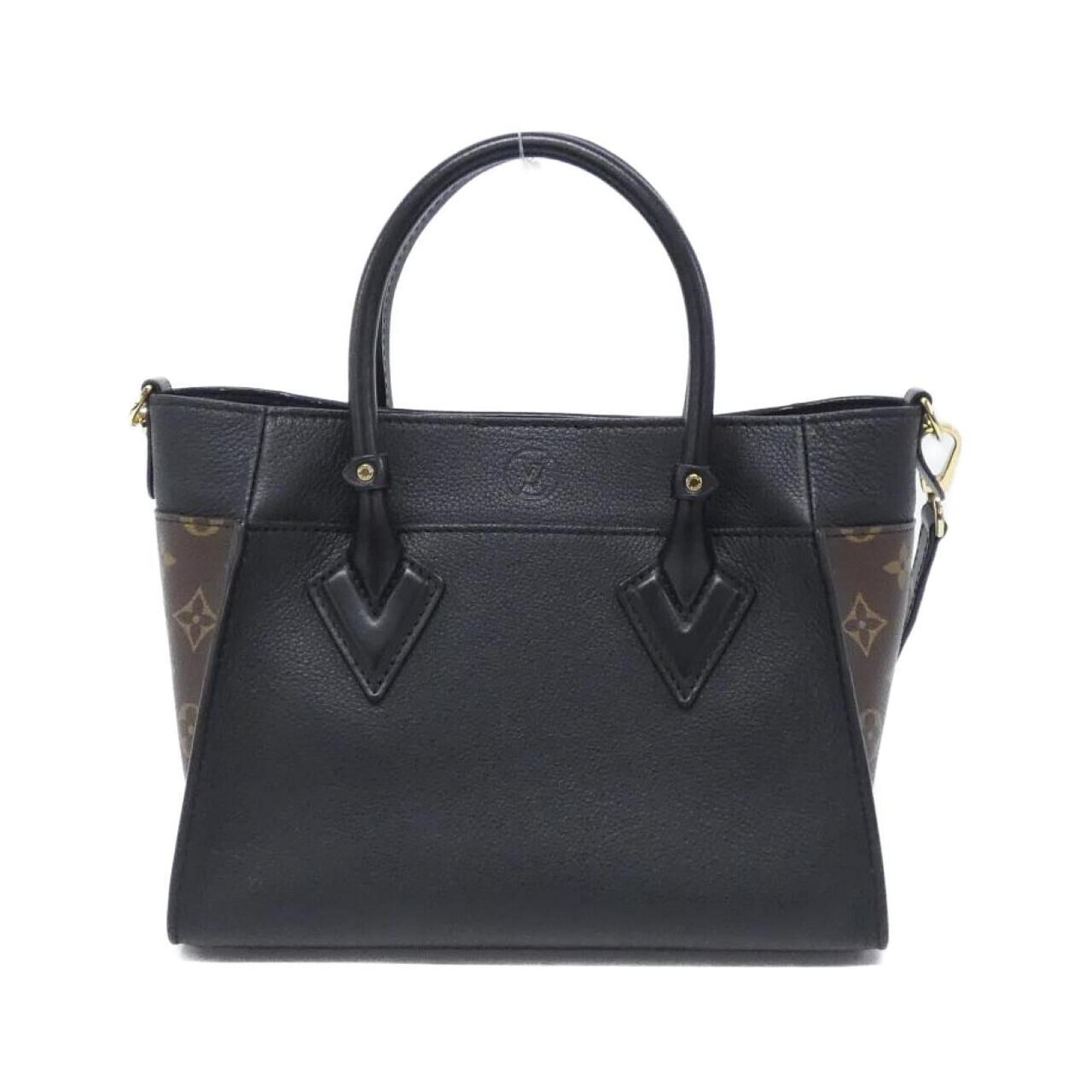 Louis Vuitton Black Leather Coated Canvas Handbag