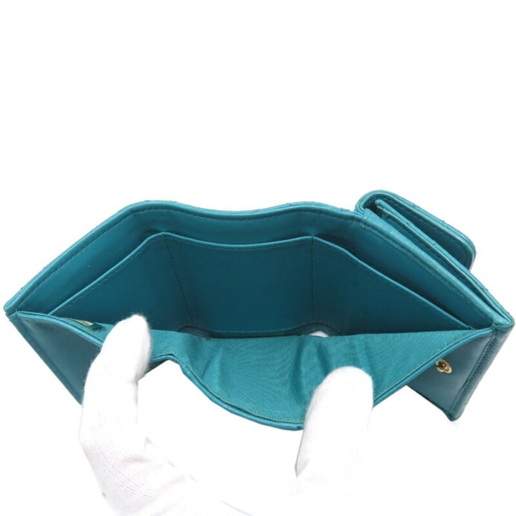 Chanel Blue Turquoise Leather Wallet (Tri-Fold)