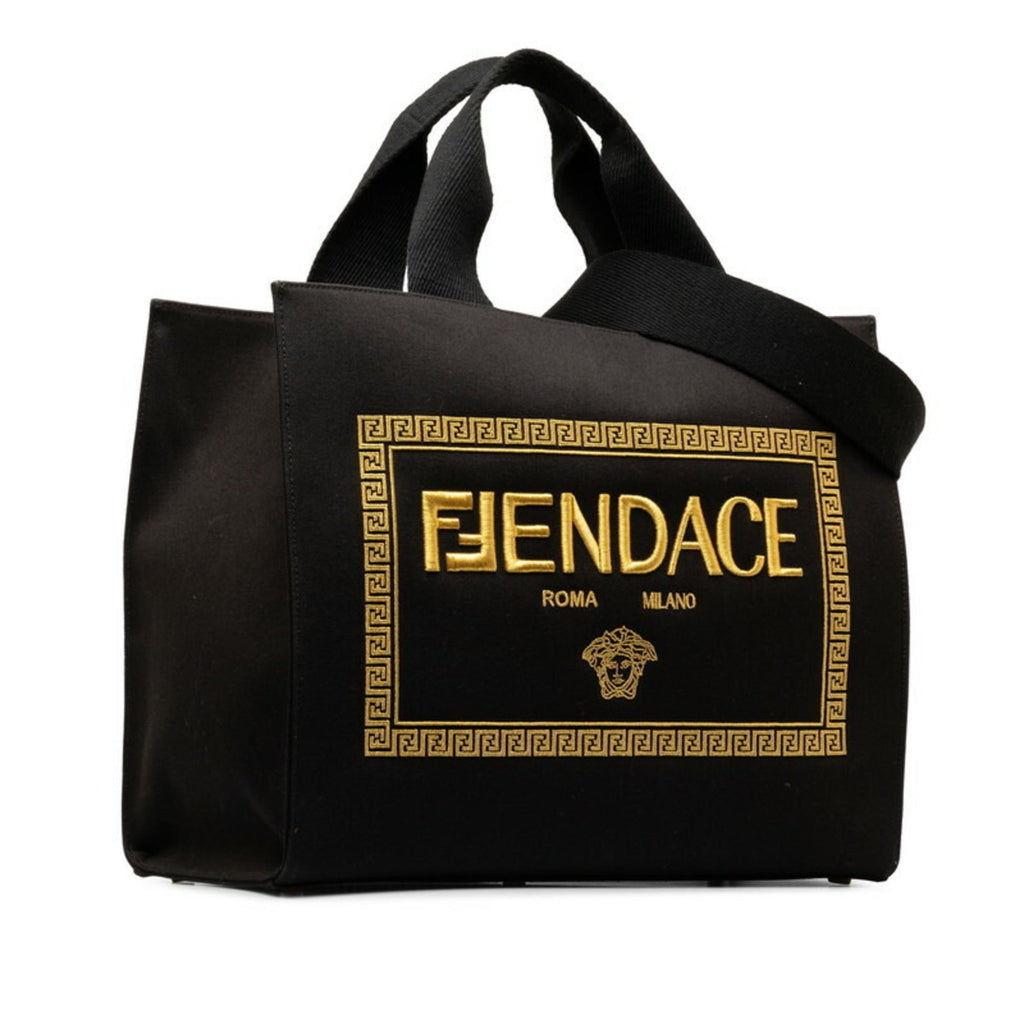 Fendi Black Canvas Shoulder Bag Tote Bag