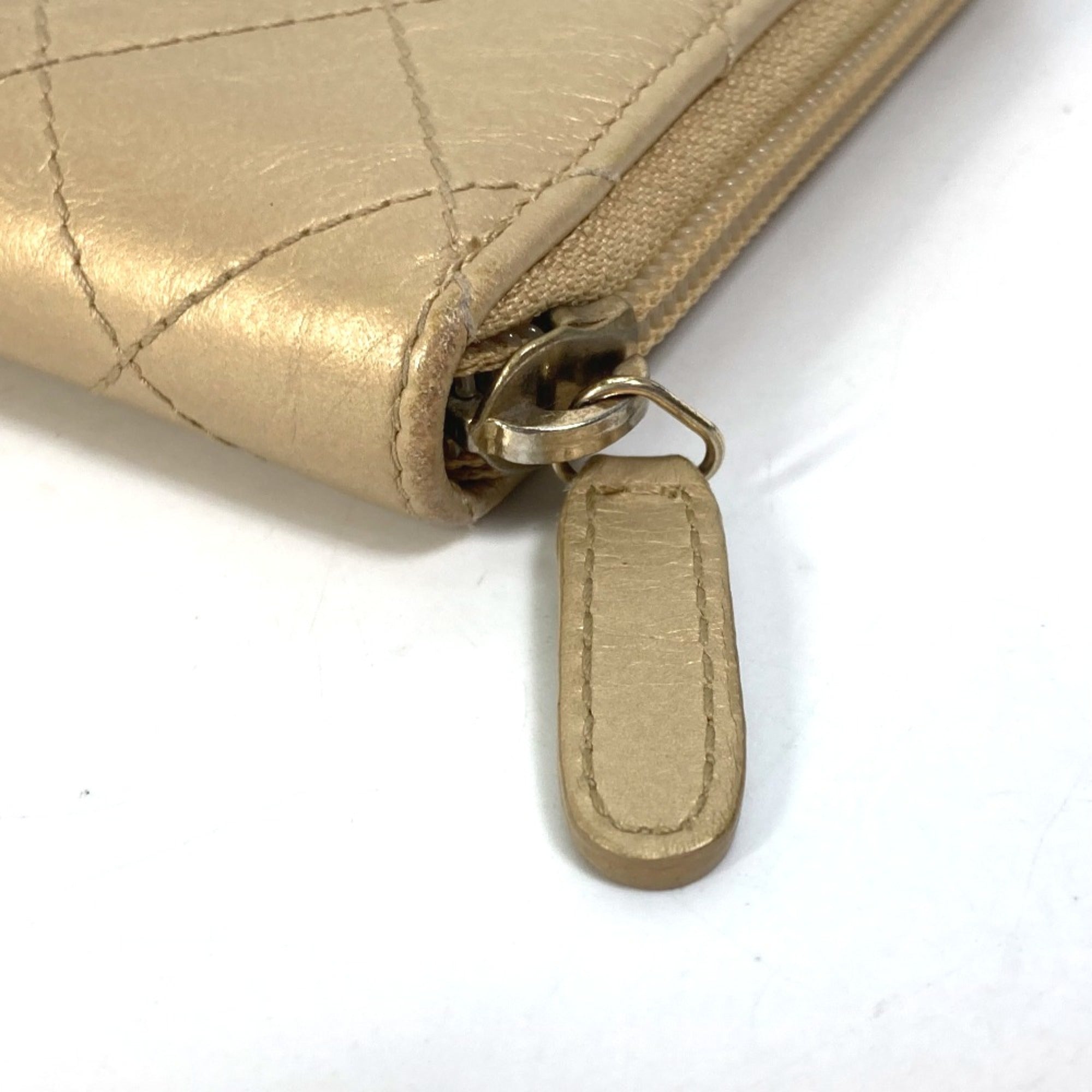 Chanel Gold Leather Long Wallet (Bi-Fold)