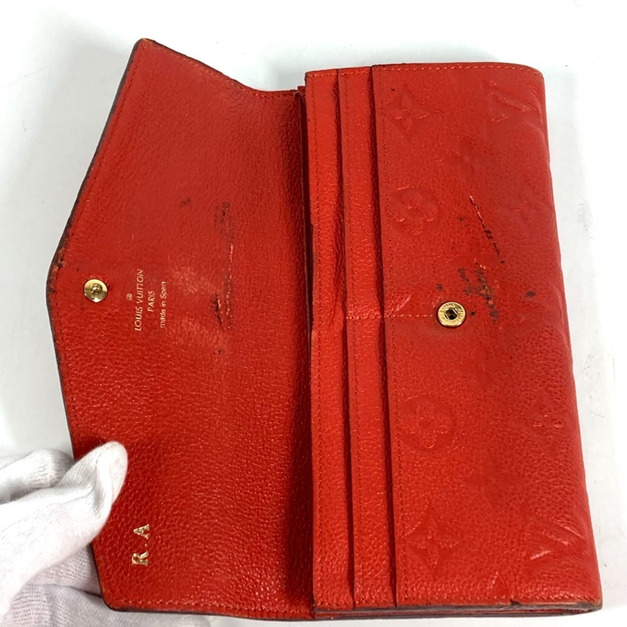 Louis Vuitton Auriane Red Color Monogram Empreinte Long Wallet