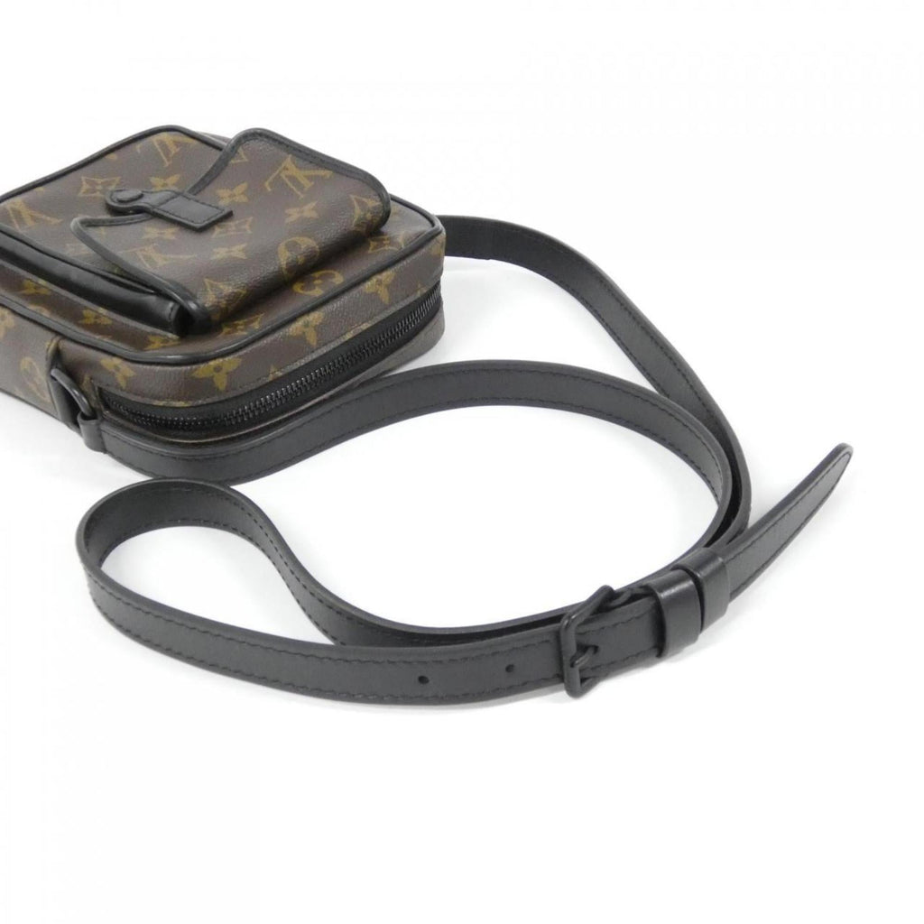 Louis Vuitton Black Brown Coated Canvas Shoulder Bag
