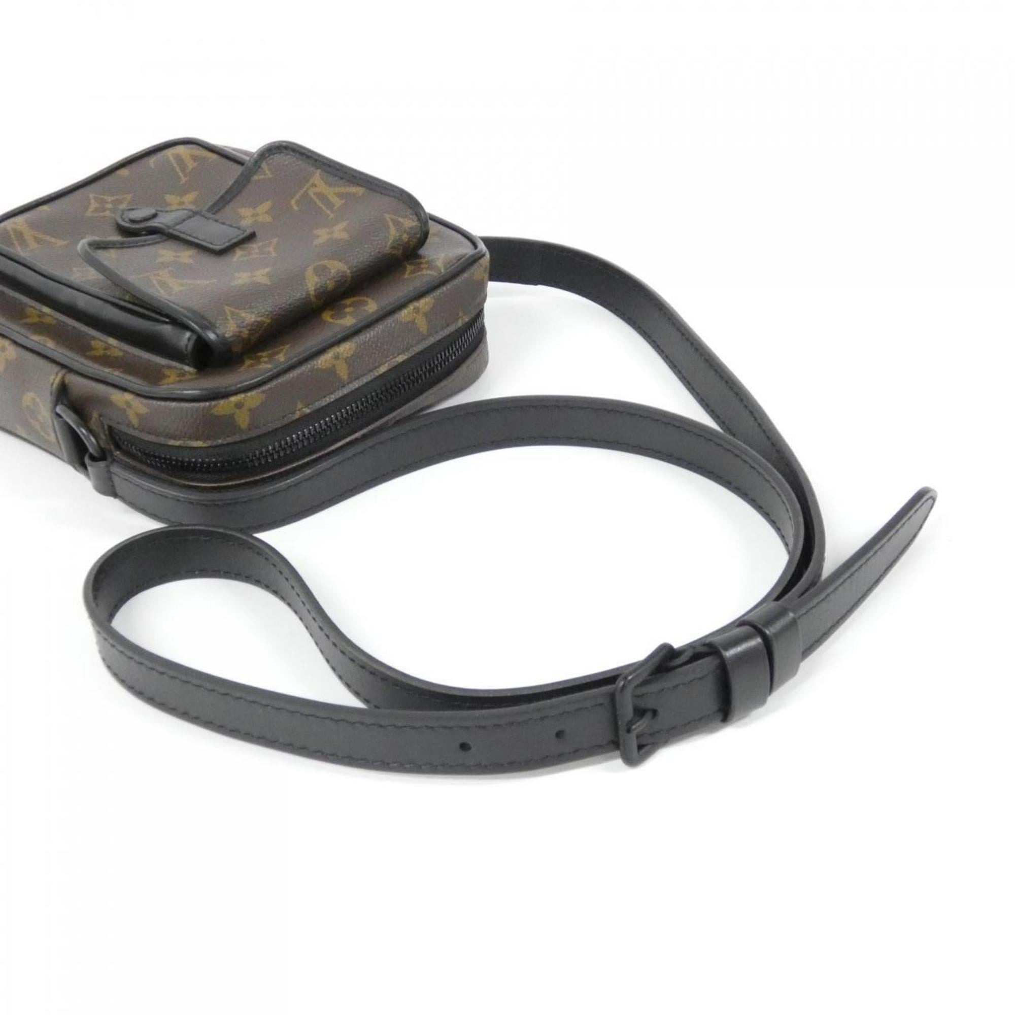 Louis Vuitton Black Brown Coated Canvas Shoulder Bag