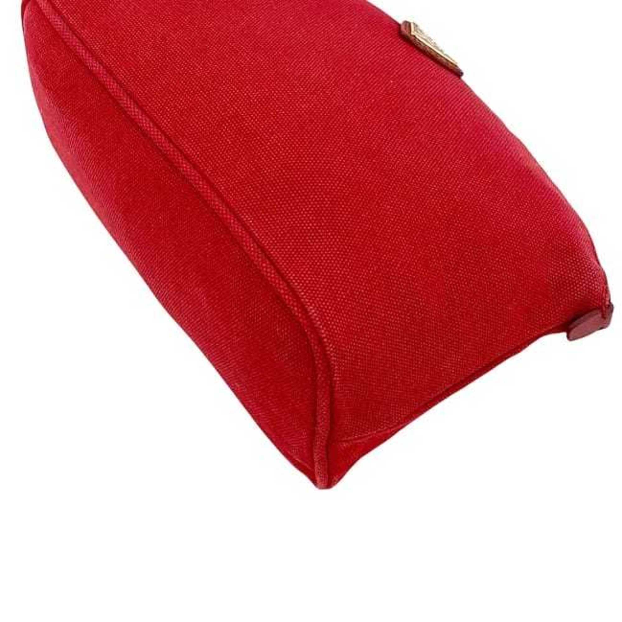 Prada Red Color Canvas Leather Pouch