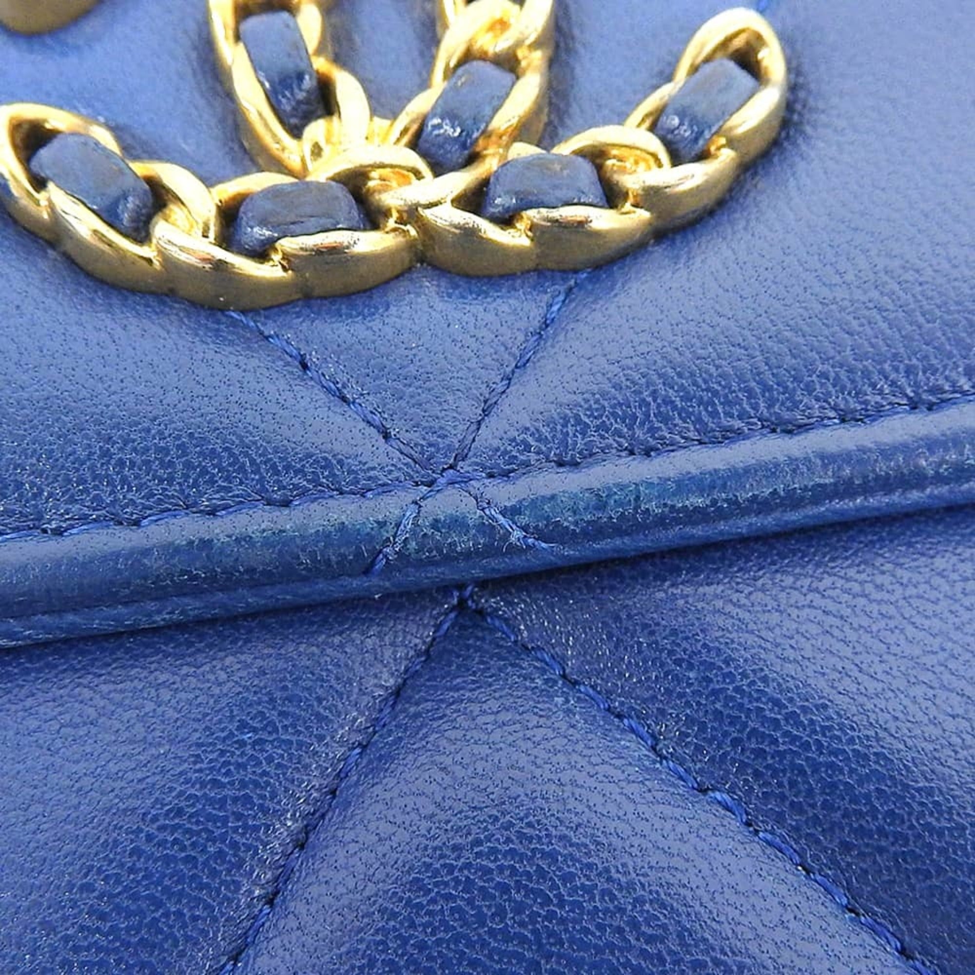 Chanel Blue Leather Long Wallet (Bi-Fold)