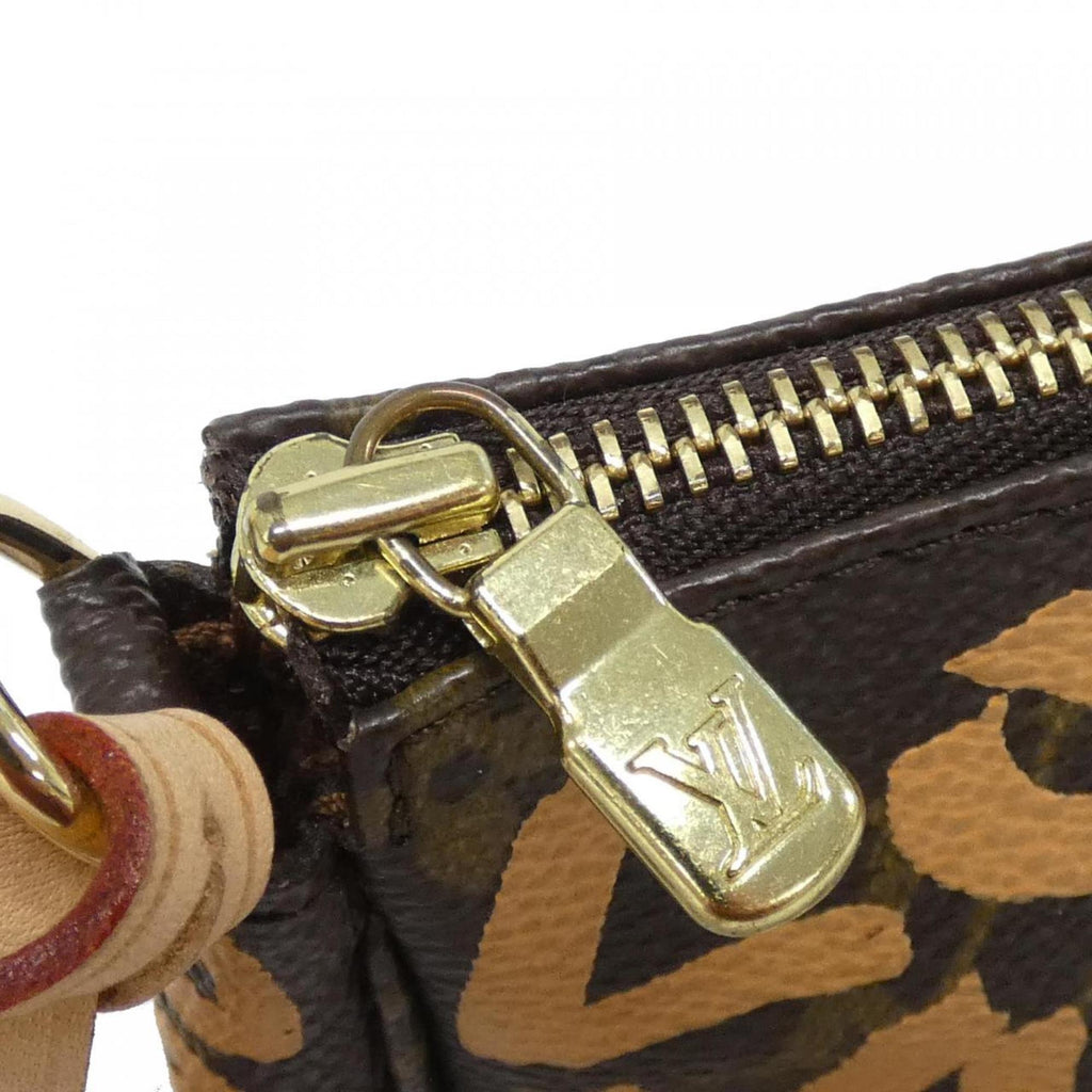 Louis Vuitton Marron Peach Coated Canvas Pochette Pouch