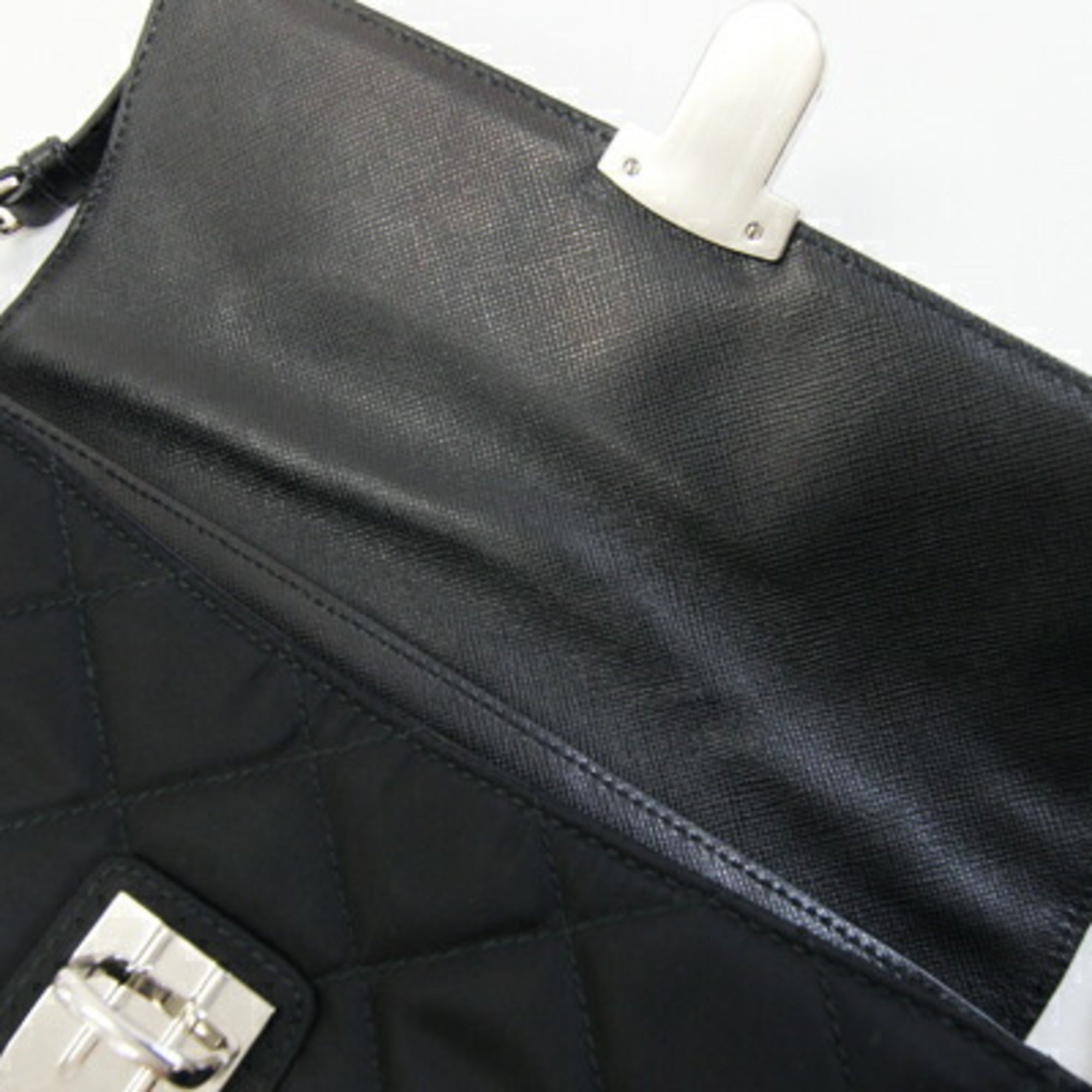 Prada Black Nylon Leather Pochette Shoulder Bag