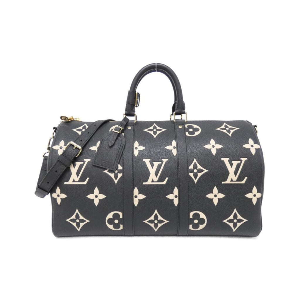 Louis Vuitton Beige Black Leather Boston Bag