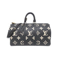 Louis Vuitton Beige Black Leather Boston Bag