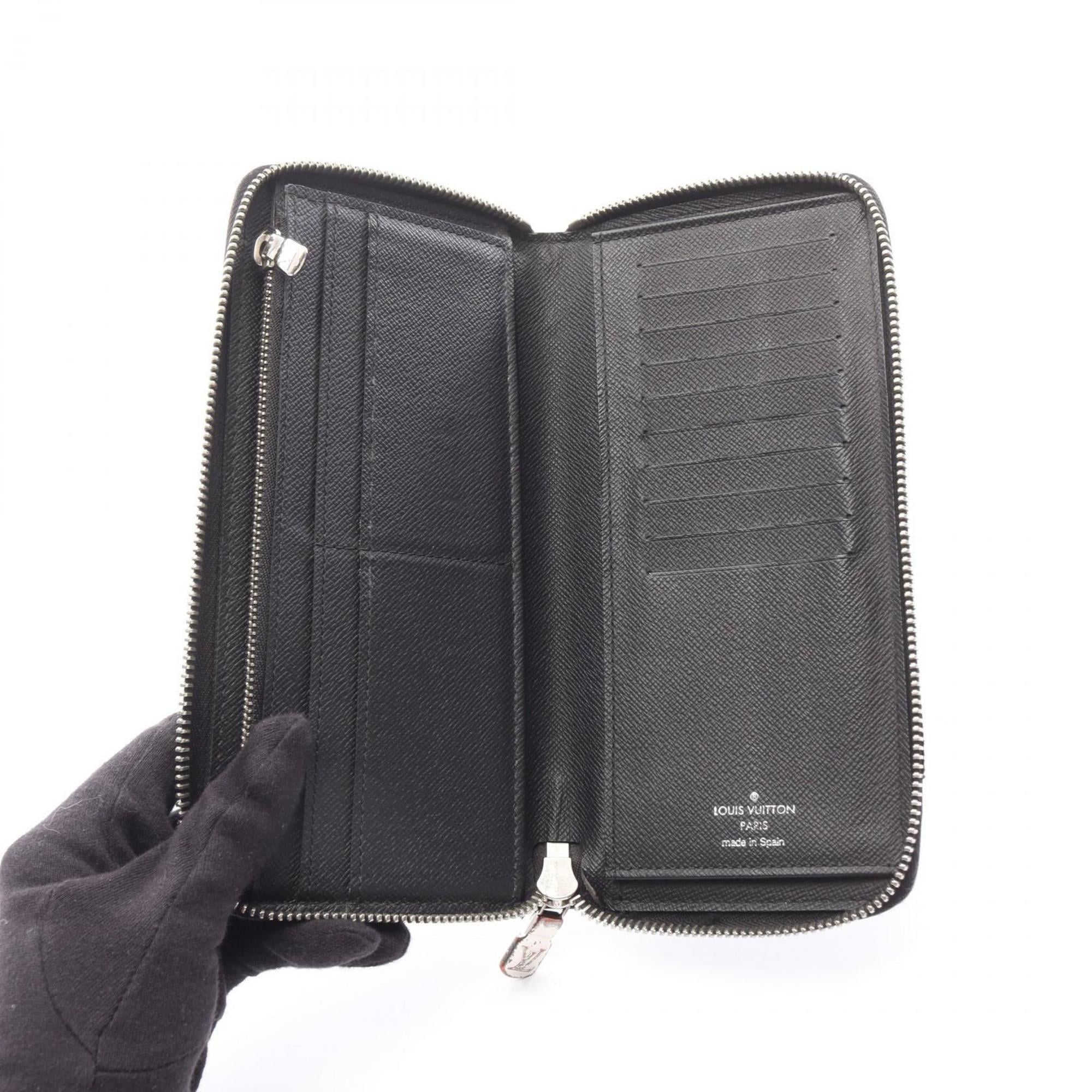 Louis Vuitton Taiga Black Taiga Leather Long Wallet