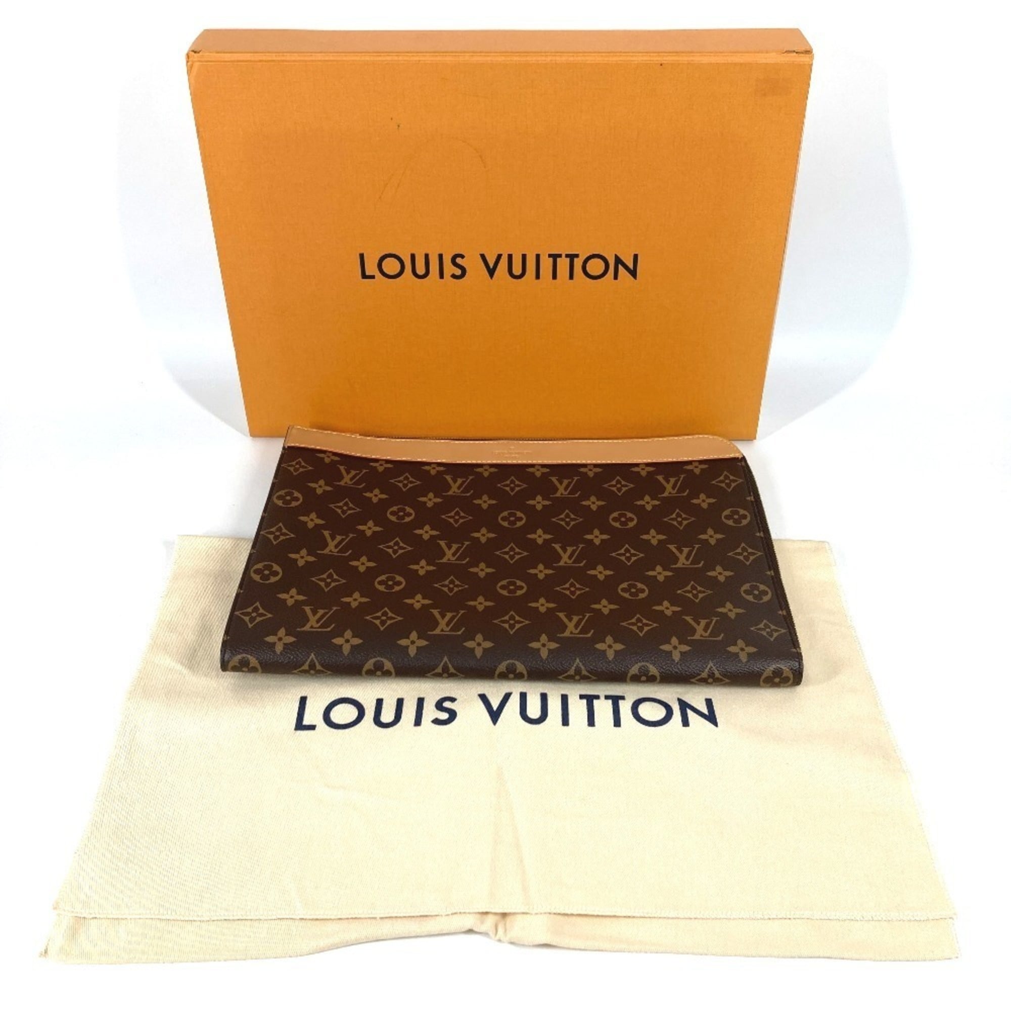 Louis Vuitton Brown Monogram Clutch Bag Pochette Pouch