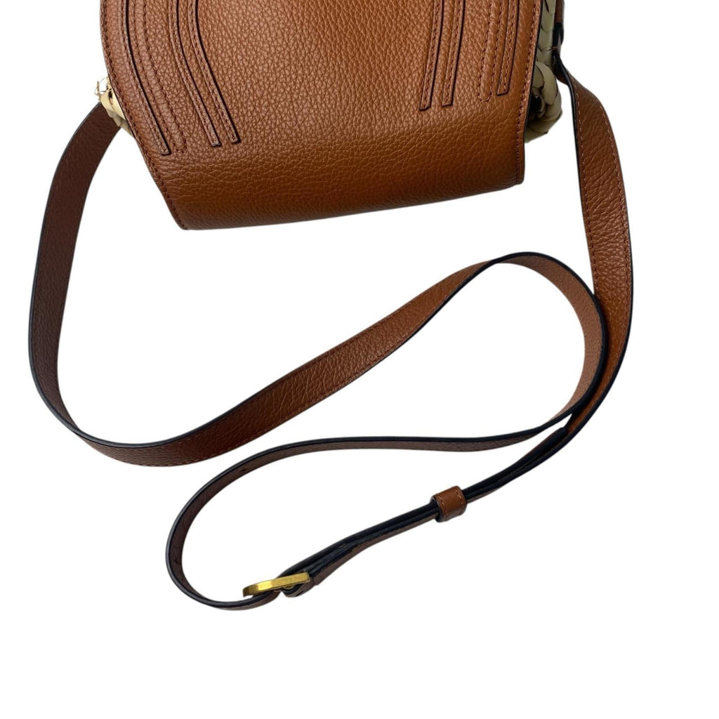 Chloé Beige Brown Raffia Leather Shoulder Bag (Pre-Owned)
