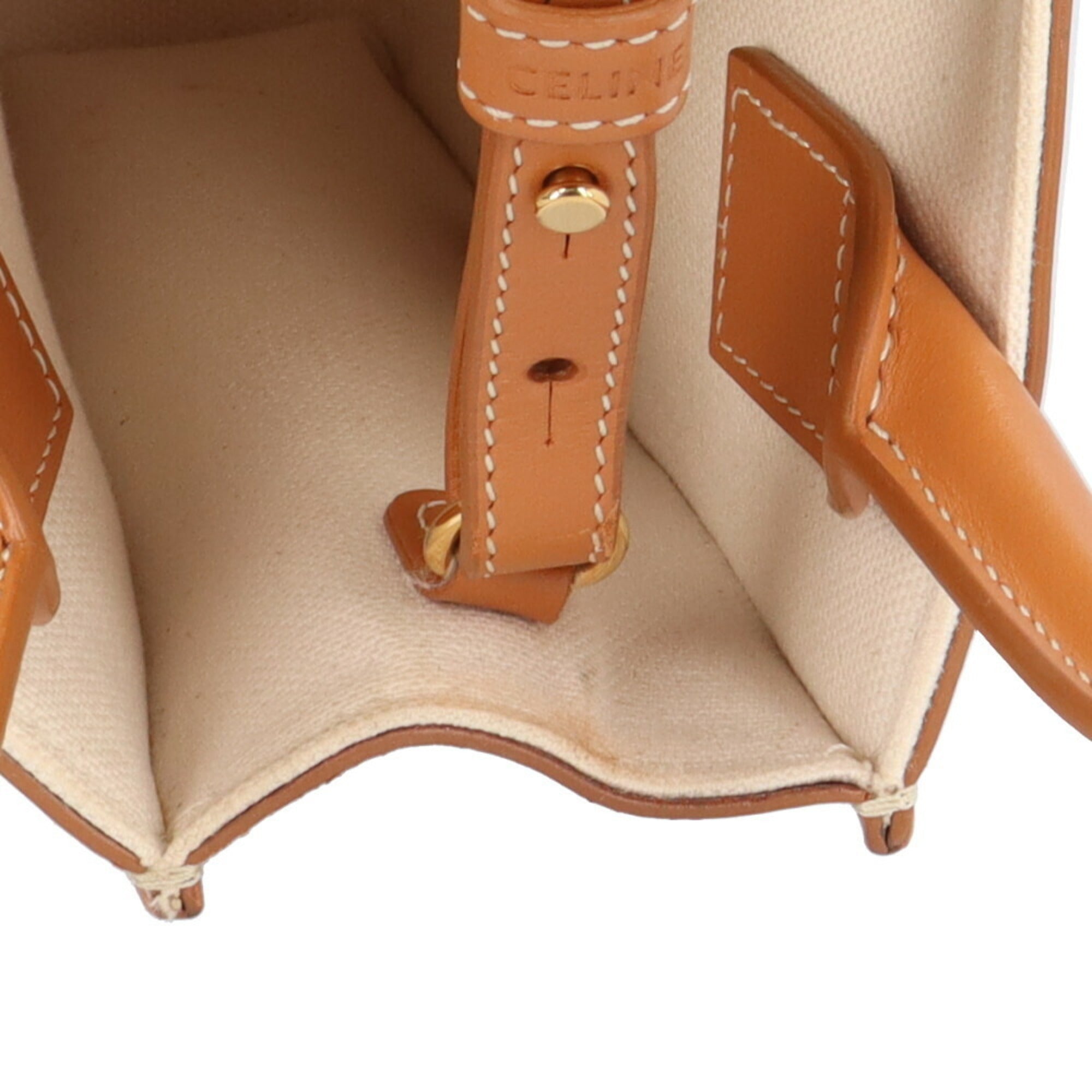 Celine White Cotton Canvas Shoulder Bag
