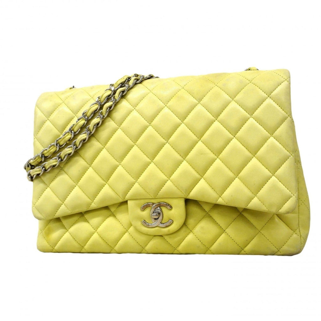 Chanel Lime Yellow Leather Shoulder Bag
