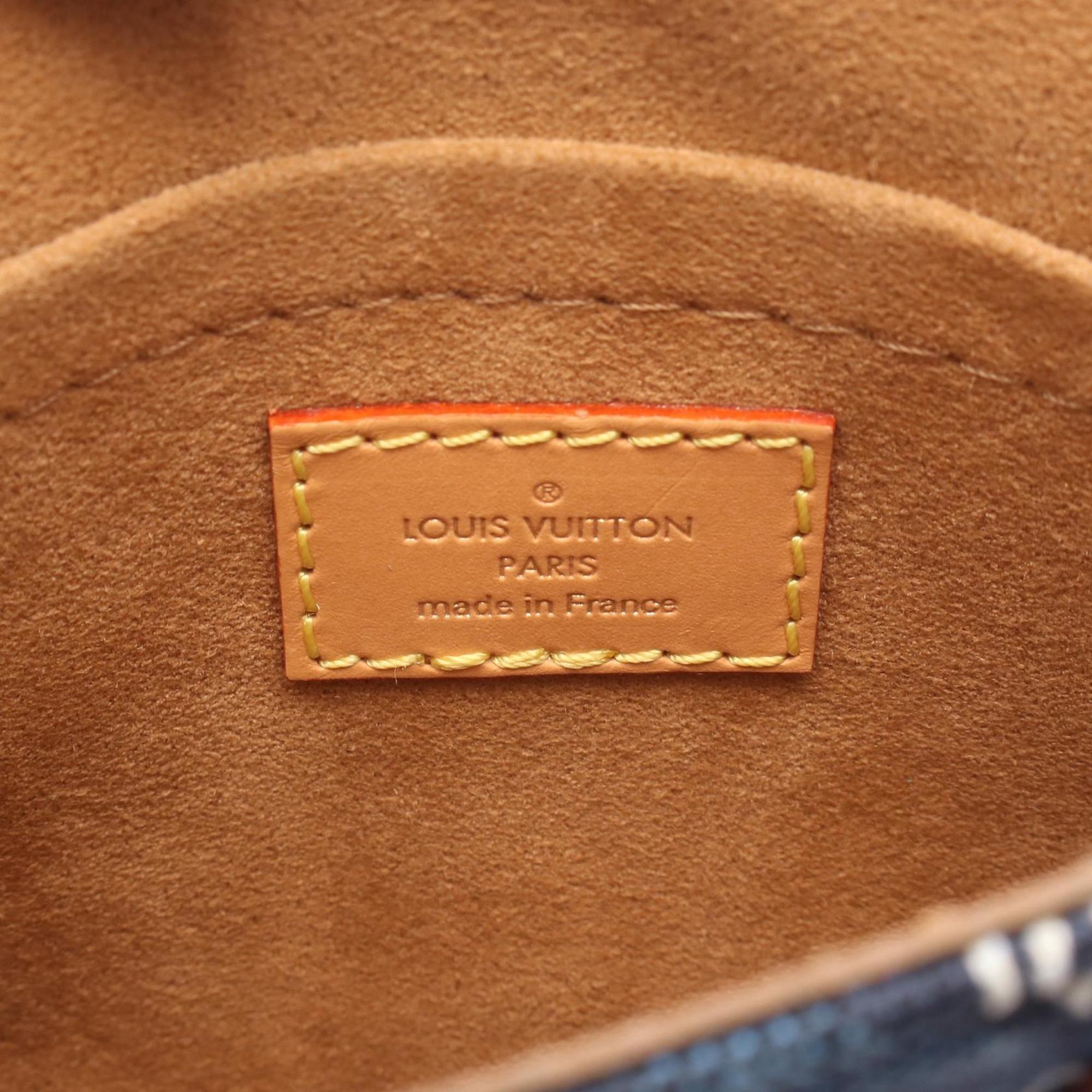 Louis Vuitton Brown Navy White Canvas Leather Monogram Jacquard Handbag
