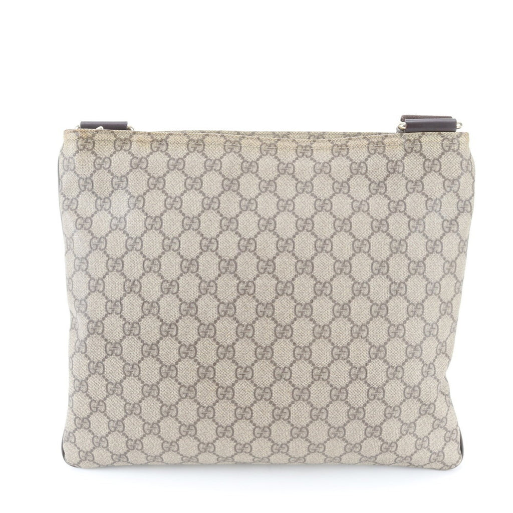Gucci Brown Leather Coated Canvas Messenger Bag Shoulder Bag (Pre-Owned)
