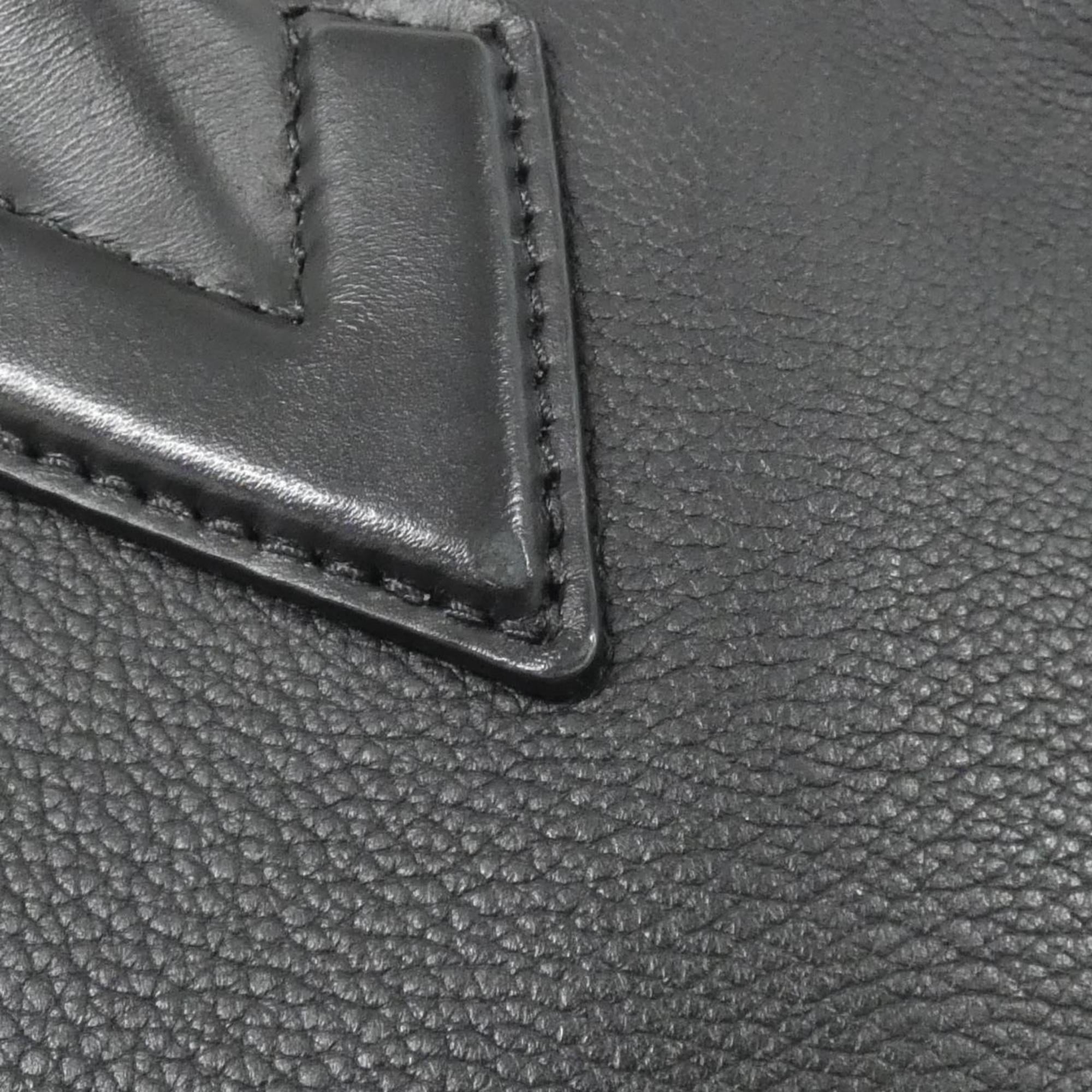 Louis Vuitton Black Leather Coated Canvas Handbag