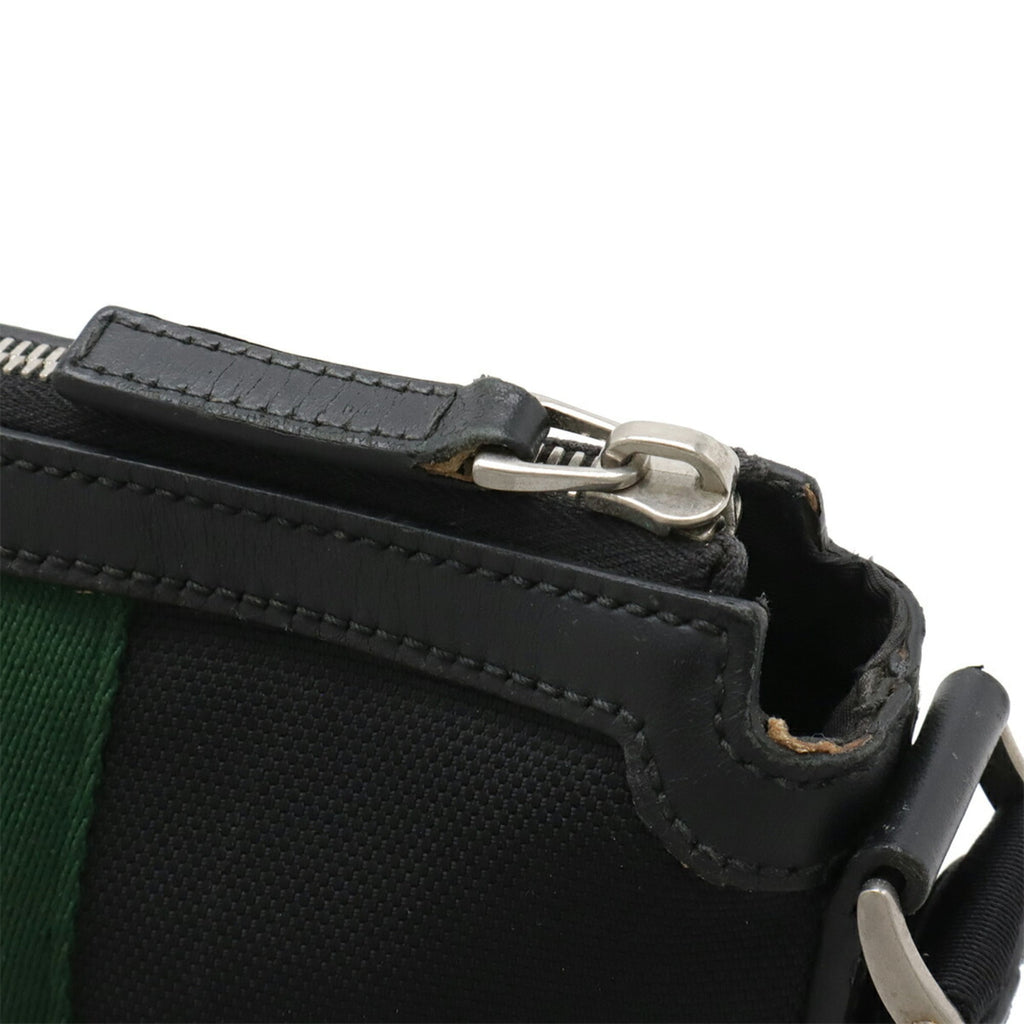 Gucci Black Green Red Color Nylon Canvas Leather Shoulder Bag (Pre-Owned)