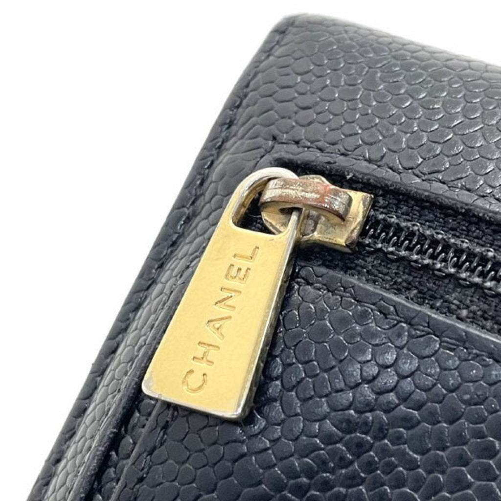 Chanel Black Grained Calfskin Wallet (Tri-Fold)