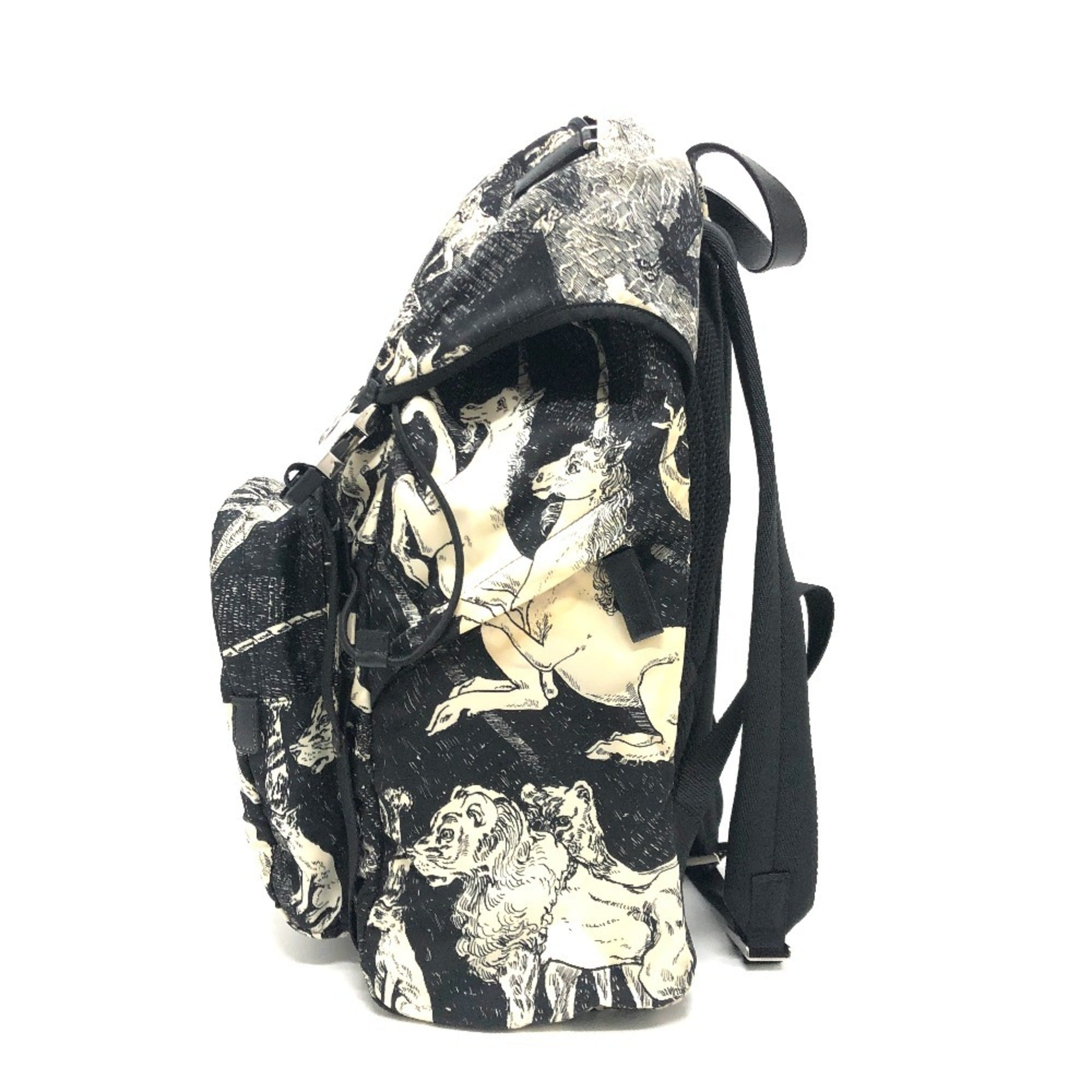 Prada Black White Nylon Backpack