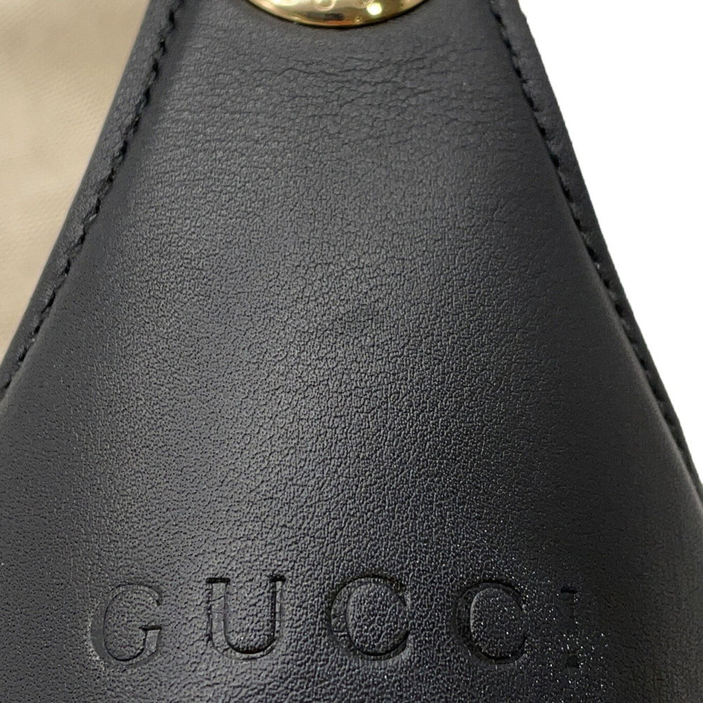 Gucci Beige Black Canvas Leather Handbag Shoulder Bag Tote Bag (Pre-Owned)
