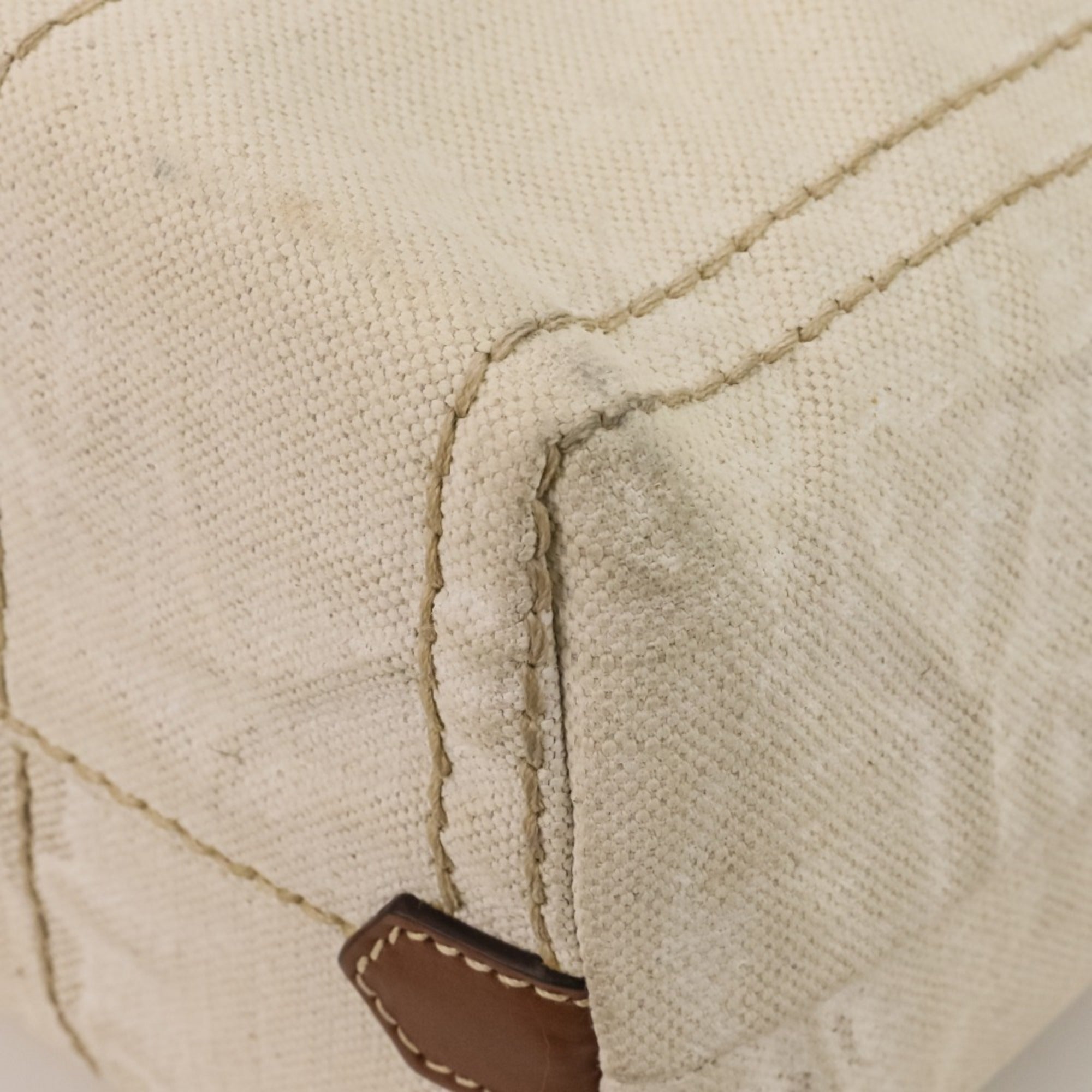 Prada Brown Off-White Coated Canvas Tote Bag