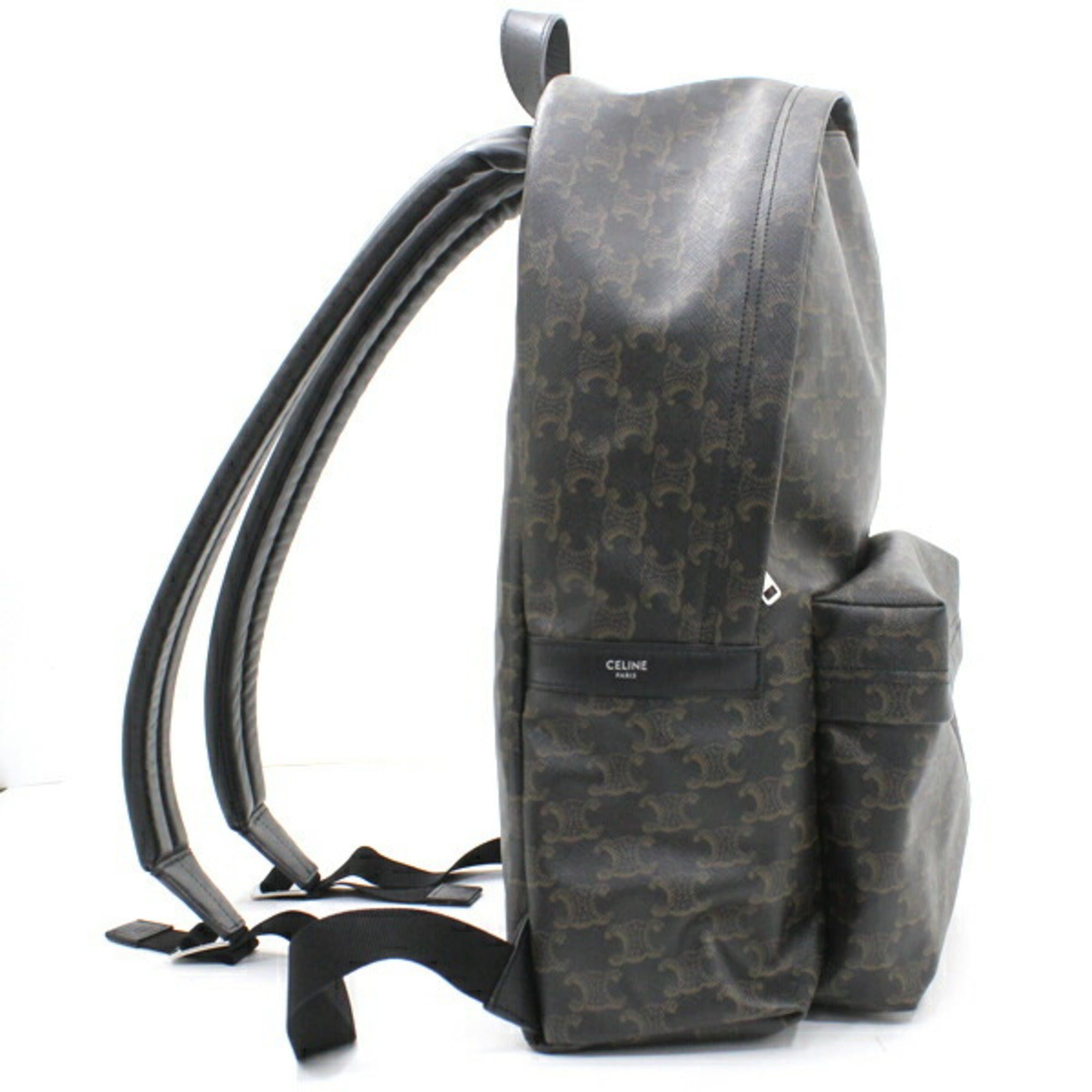 Celine Black Brown Canvas Leather Backpack