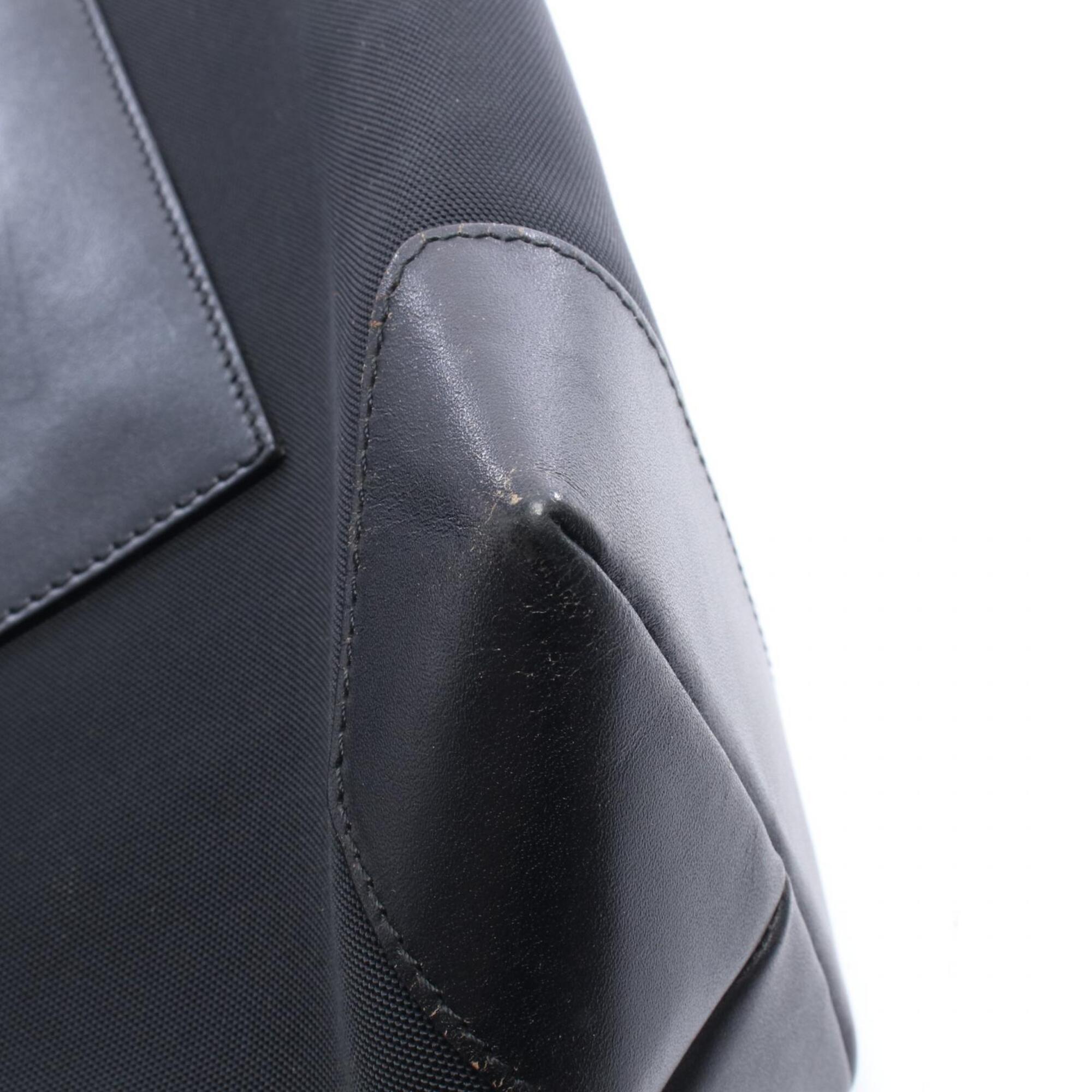 Gucci Black Canvas Leather Handbag Tote Bag (Pre-Owned)