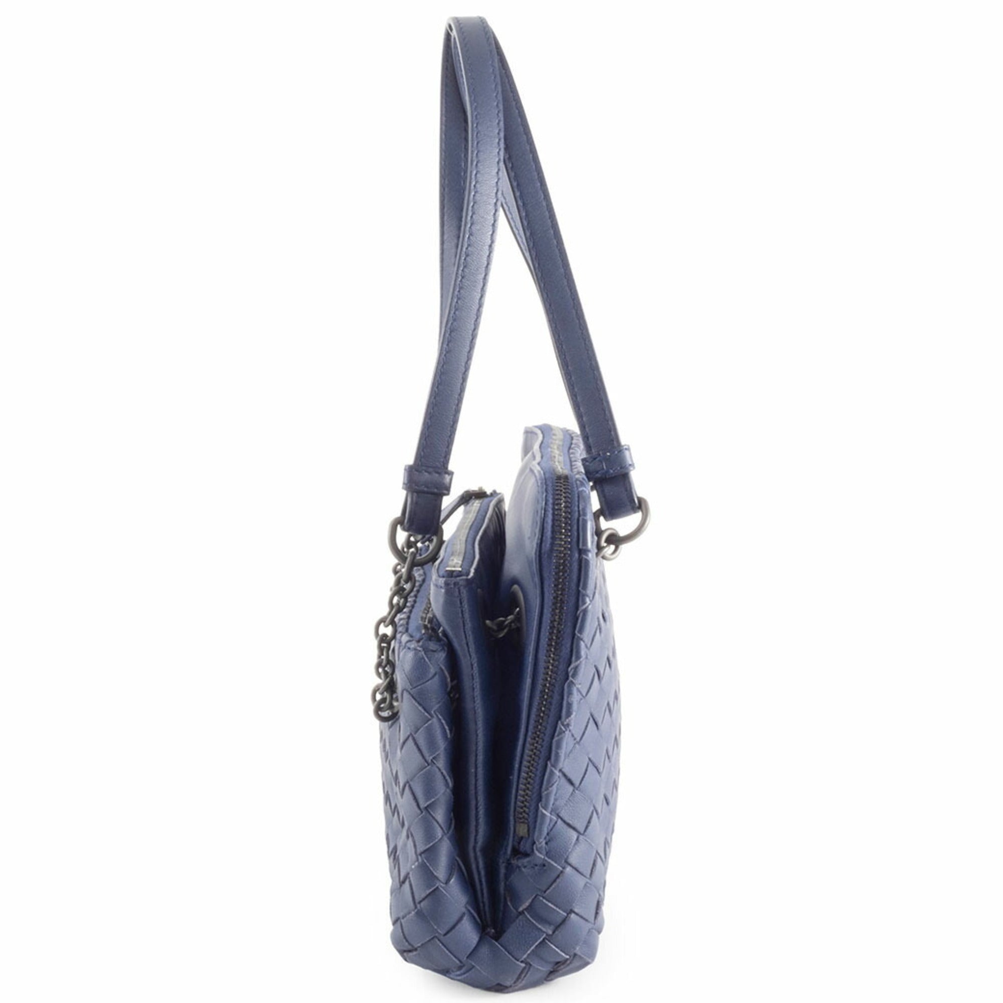 Bottega Veneta Navy Leather Shoulder Bag