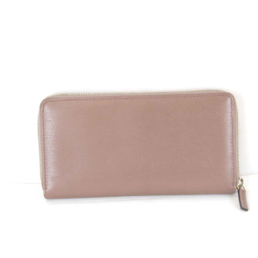 Gucci Gucci Interlocking Gray Beige Pink Leather Long Wallet (Bi-Fold) (Pre-Owned)