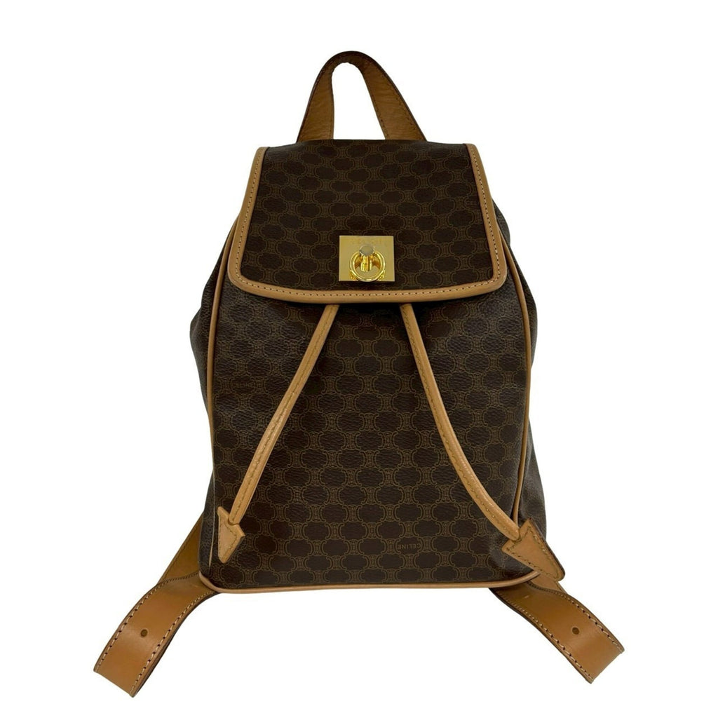 Celine Brown Leather Pvc Backpack