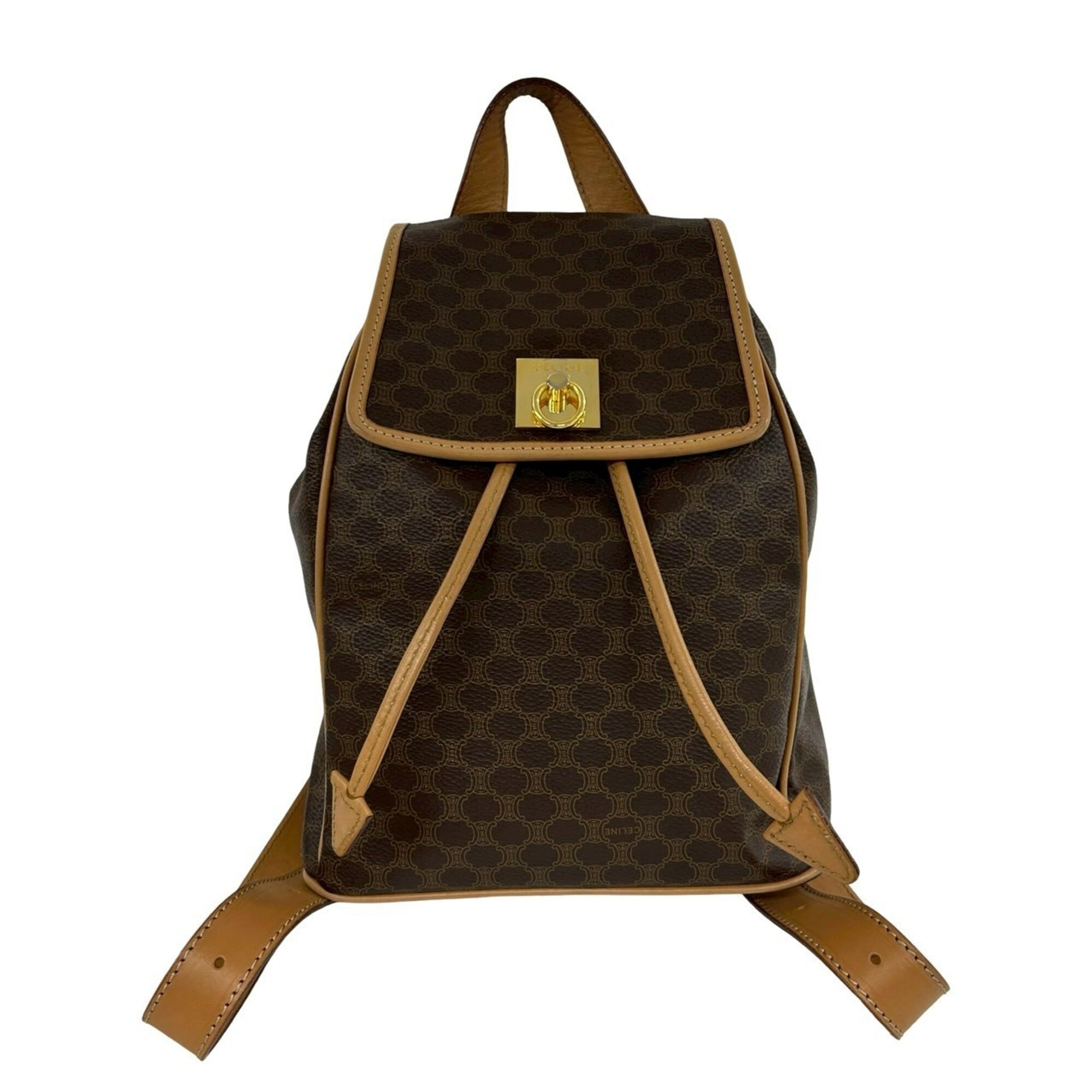 Celine Brown Leather Pvc Backpack