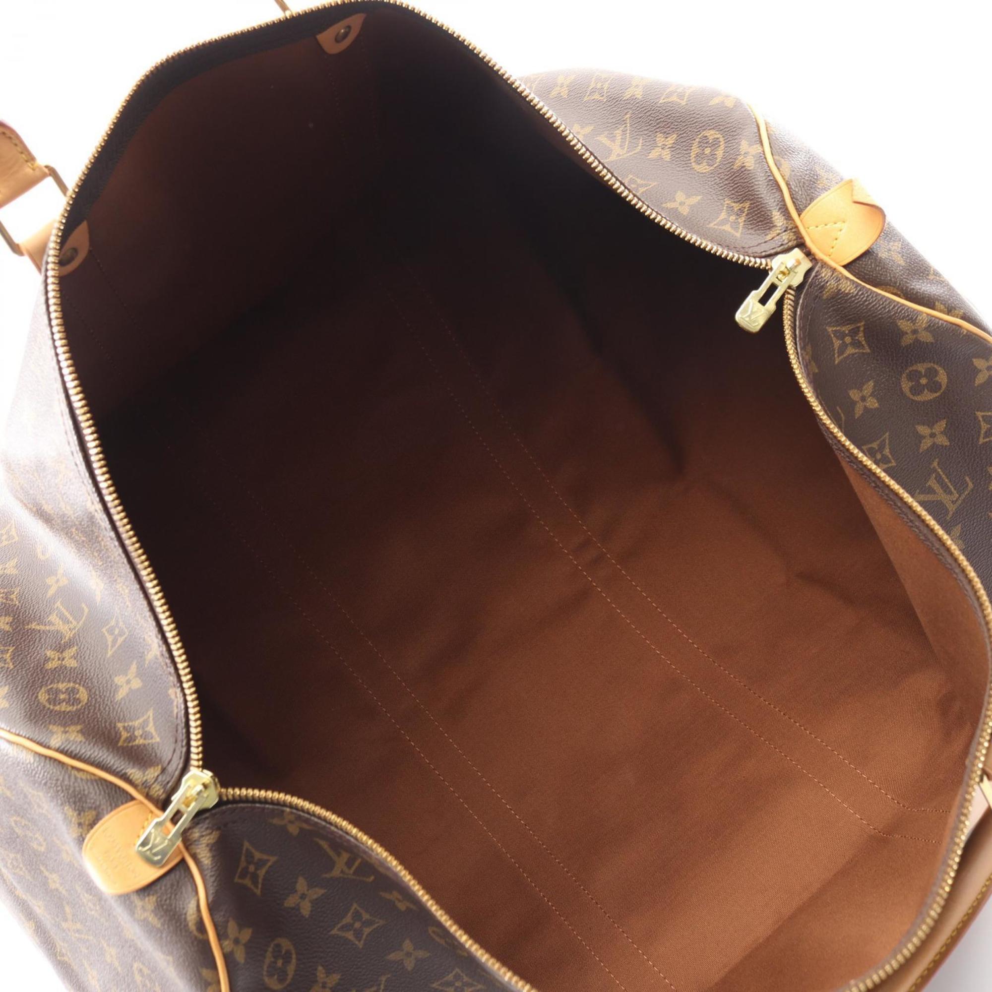 Louis Vuitton Brown Coated Canvas Leather Boston Bag Handbag